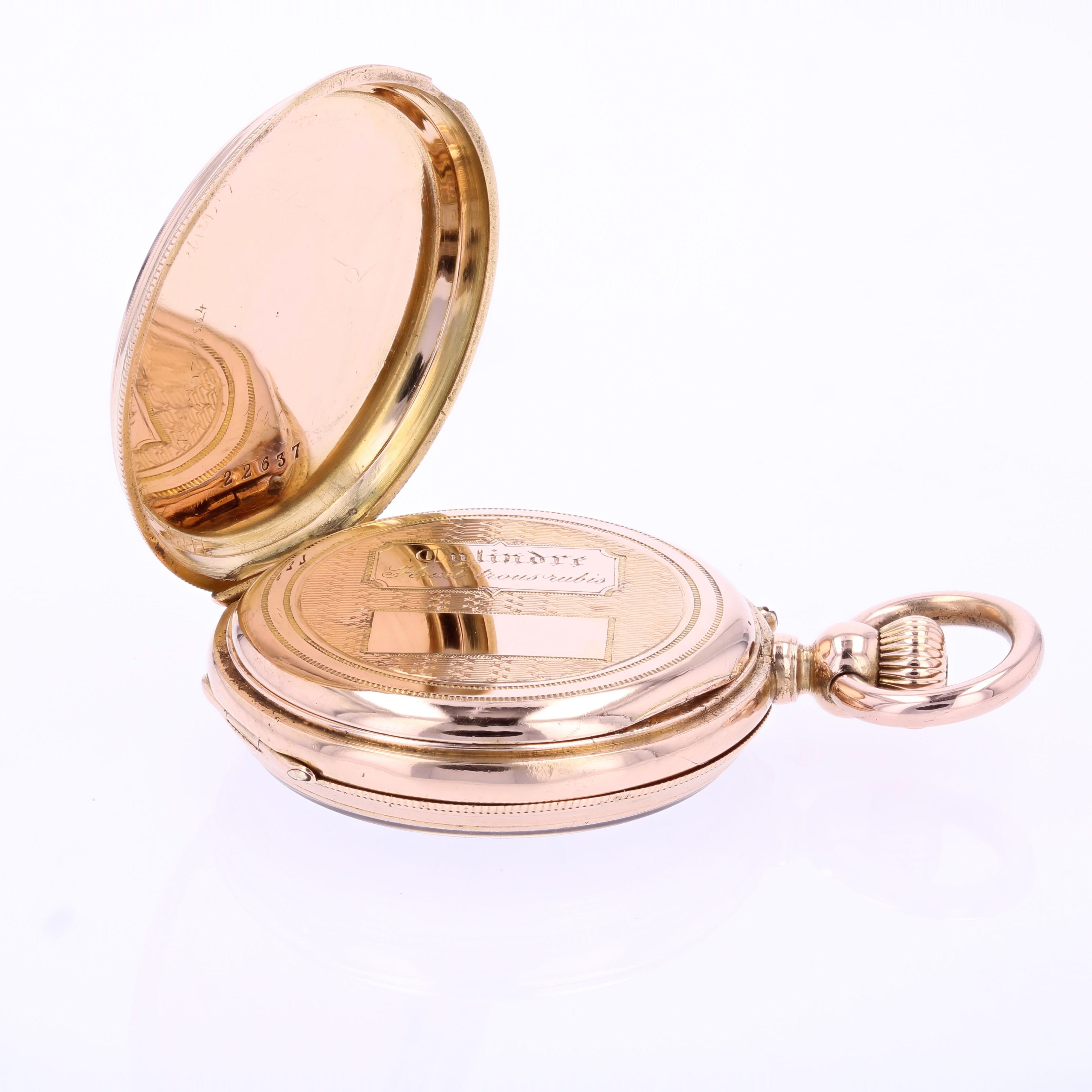 20. Jahrhundert Diamanten 18 Karat Rose Gold Schwarz Emaille Stern Taschenuhr Anhänger im Angebot 5