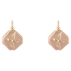 20th Century Diamonds 18 Karat Rose Gold Leverback Swallow Earrings