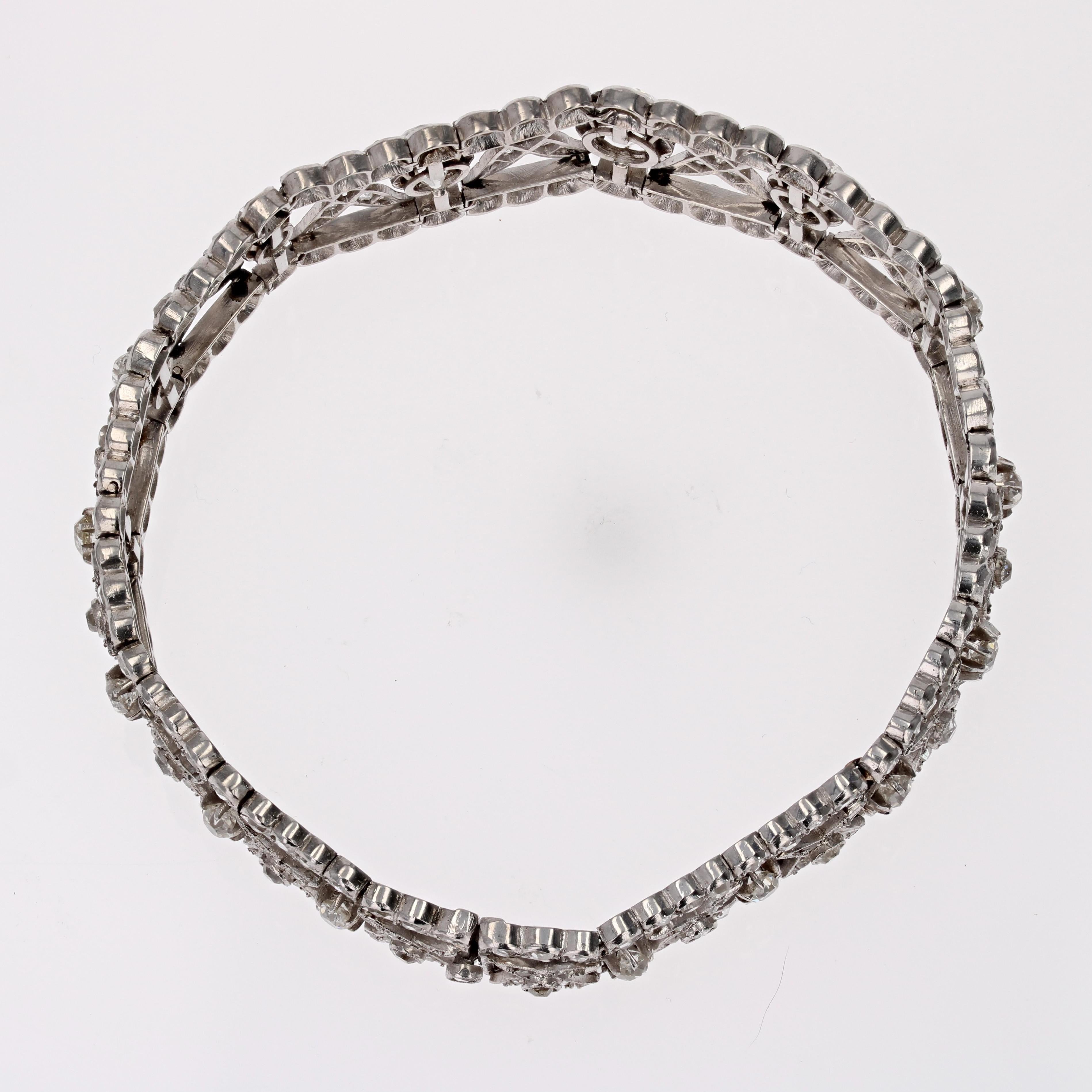 Women's 20th Century Diamonds 18 Karat White Gold Platinum Transformation Necklace For Sale
