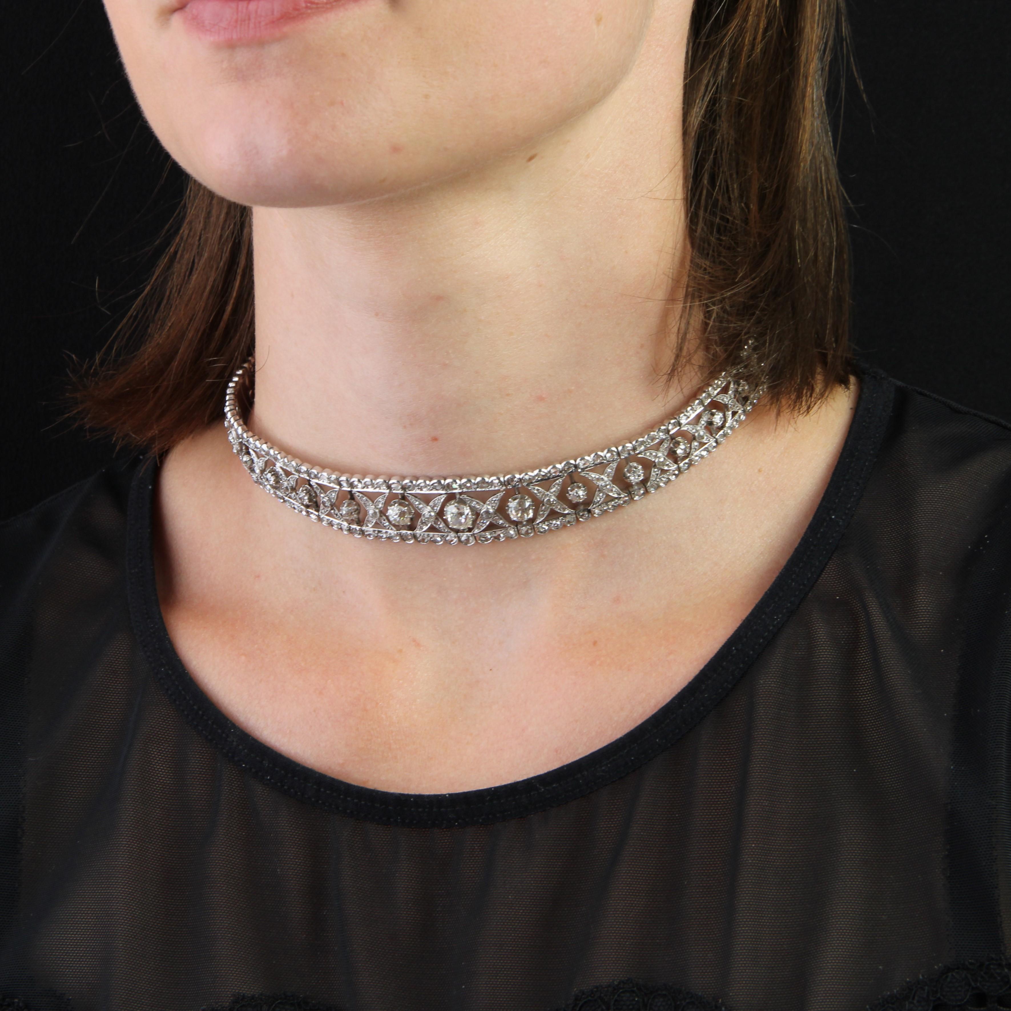 Halskette mit Transformation aus 18 Karat Weißgold und Platin mit Diamanten des 20. Jahrhunderts im Angebot 2