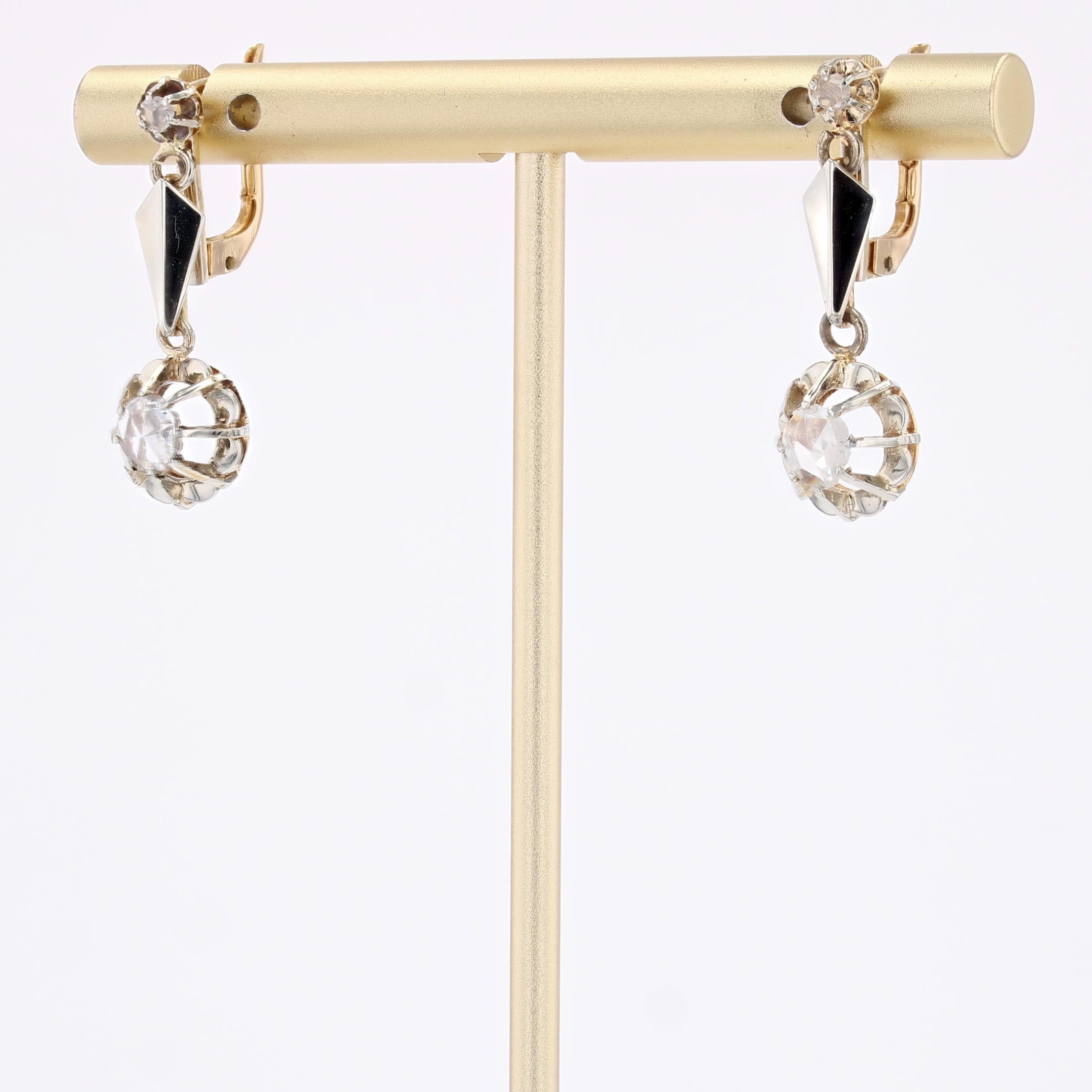 20th Century Diamonds 18 Karat White Rose Gold Lever Back Earrings (Rosenschliff) im Angebot