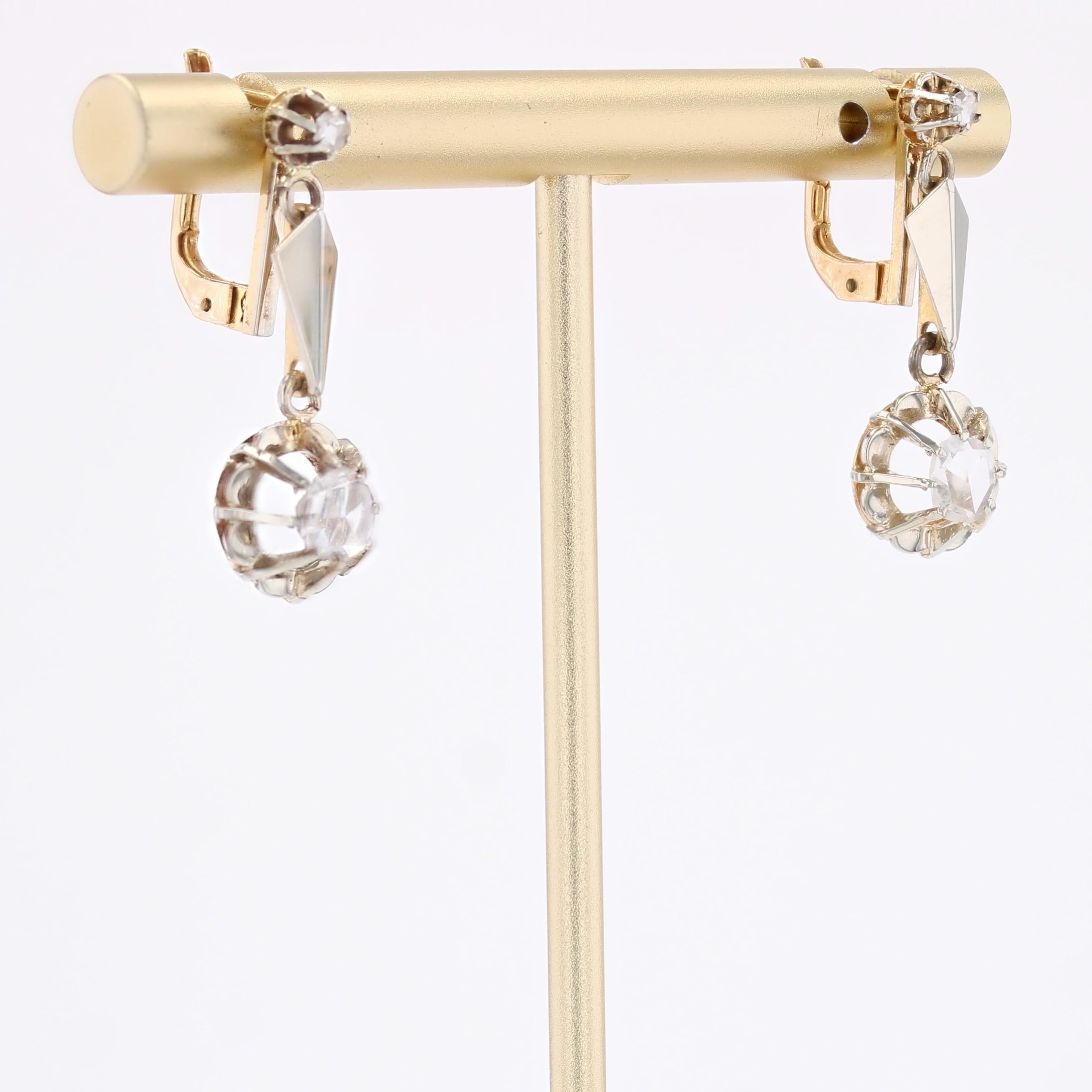20th Century Diamonds 18 Karat White Rose Gold Lever Back Earrings im Zustand „Gut“ im Angebot in Poitiers, FR