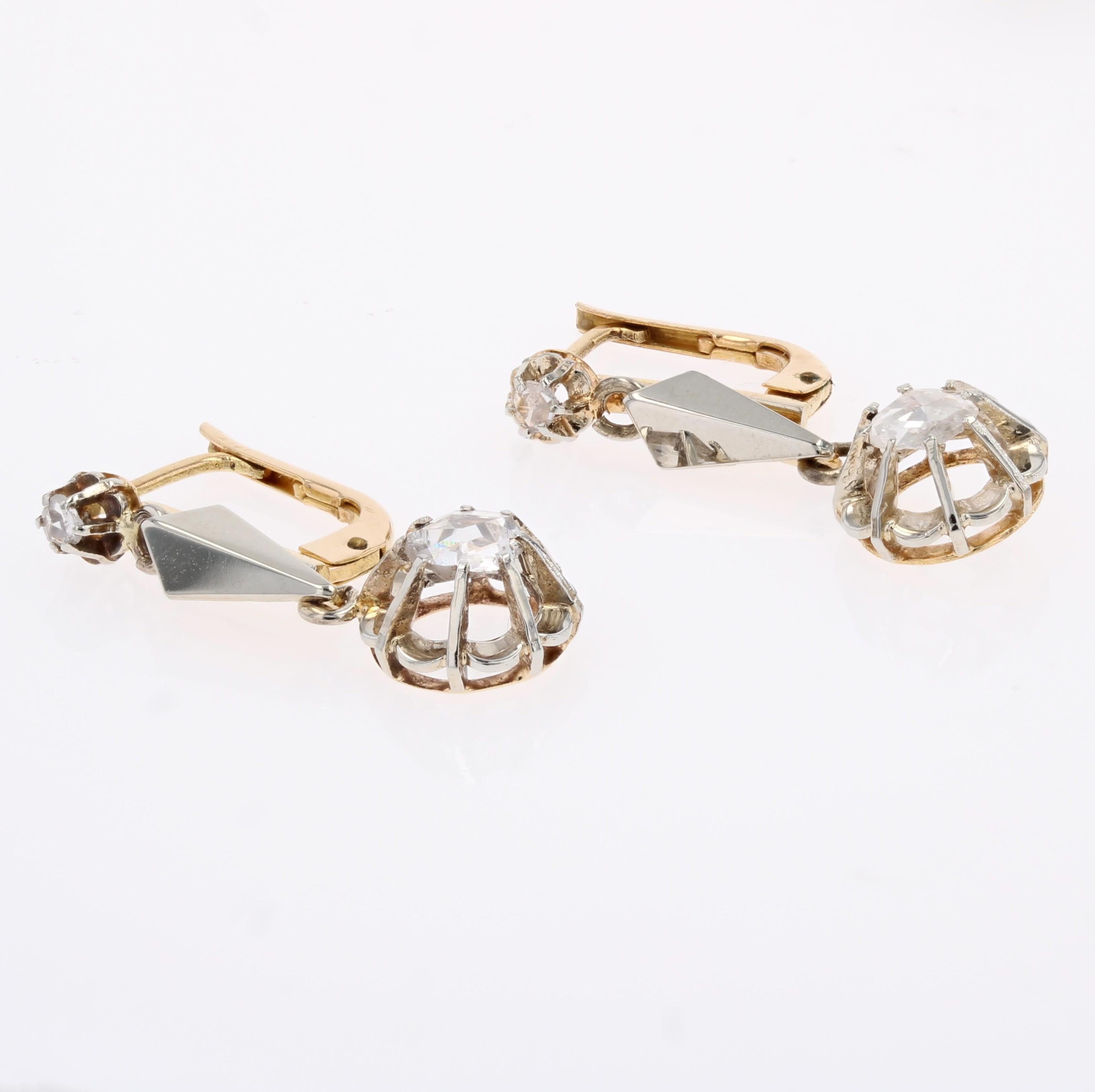 20th Century Diamonds 18 Karat White Rose Gold Lever Back Earrings im Angebot 3
