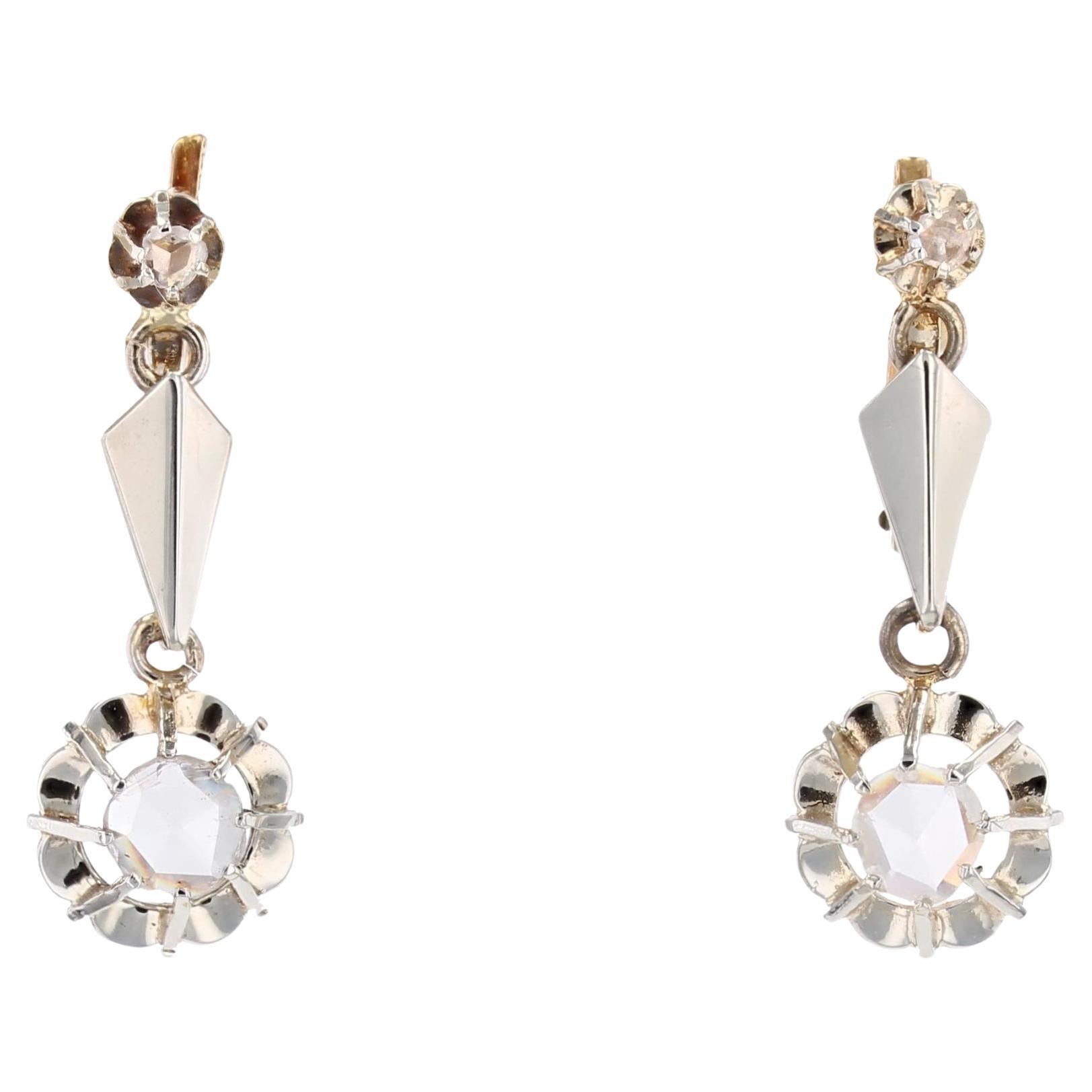20th Century Diamonds 18 Karat White Rose Gold Lever Back Earrings