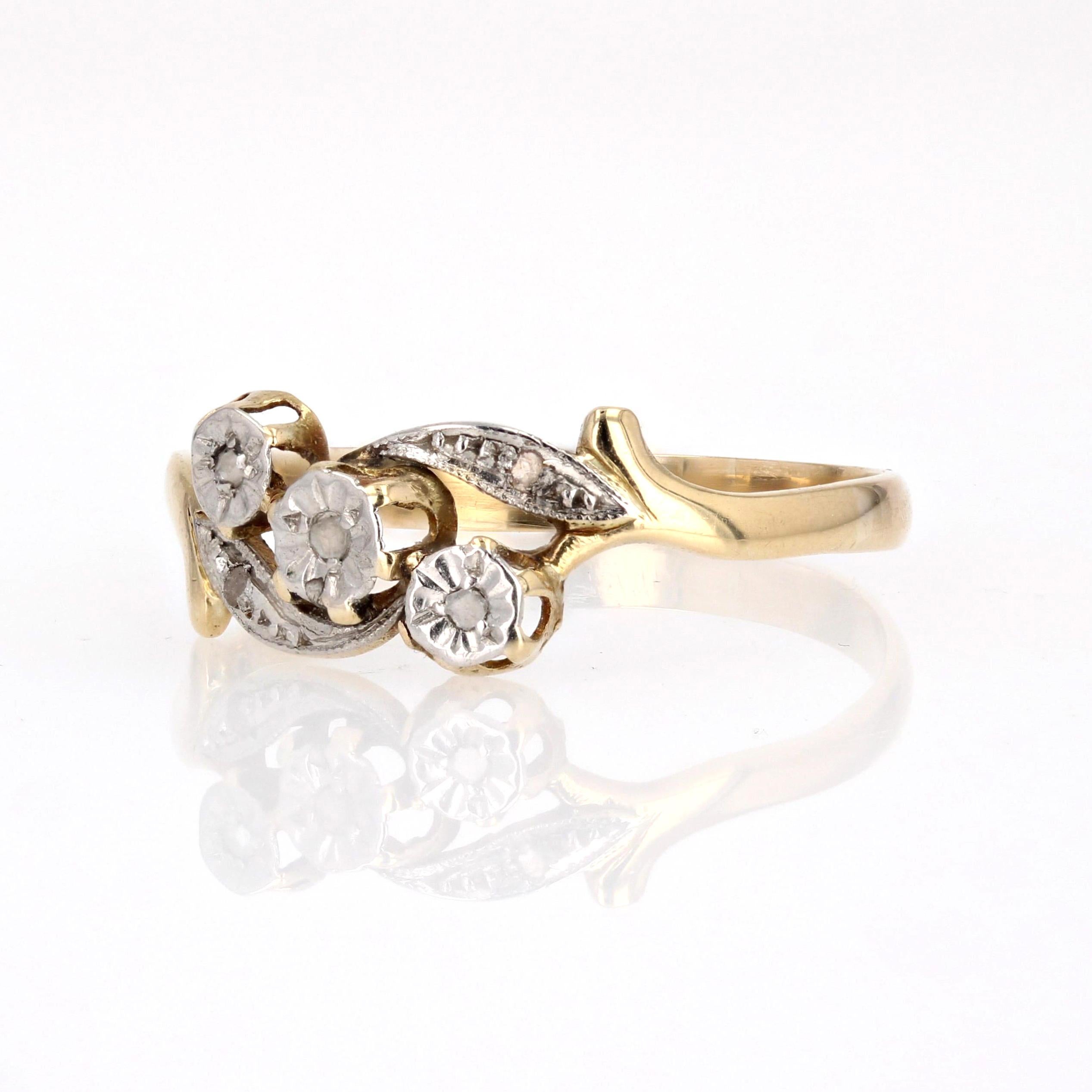 Ring aus 18 Karat Gelbgold mit Diamanten des 20. Jahrhunderts (Belle Époque)