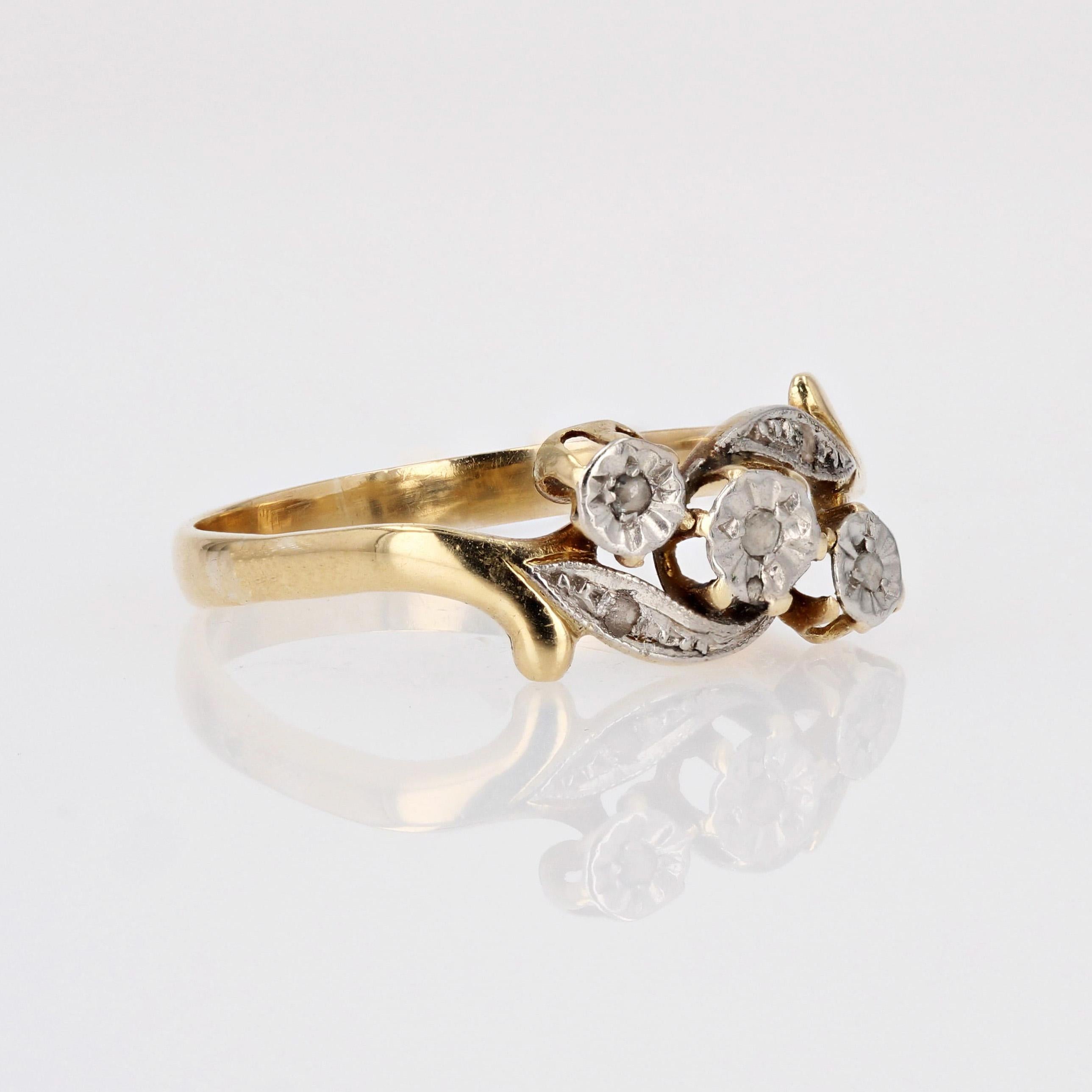 Rose Cut 20th Century Diamonds 18 Karat Yellow Gold Ring For Sale