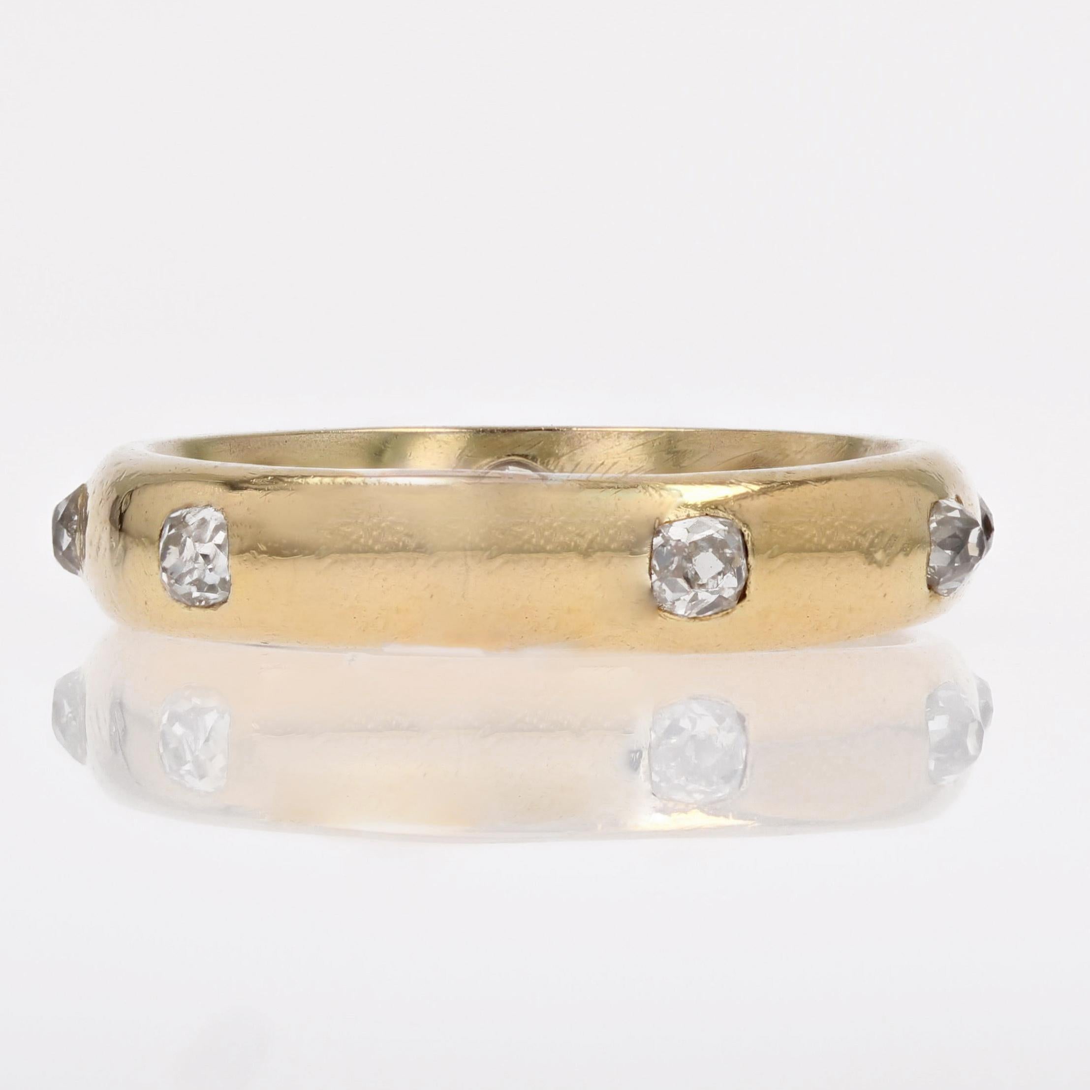 20th Century Diamonds 18 Karat Yellow Gold Wedding Ring For Sale 5