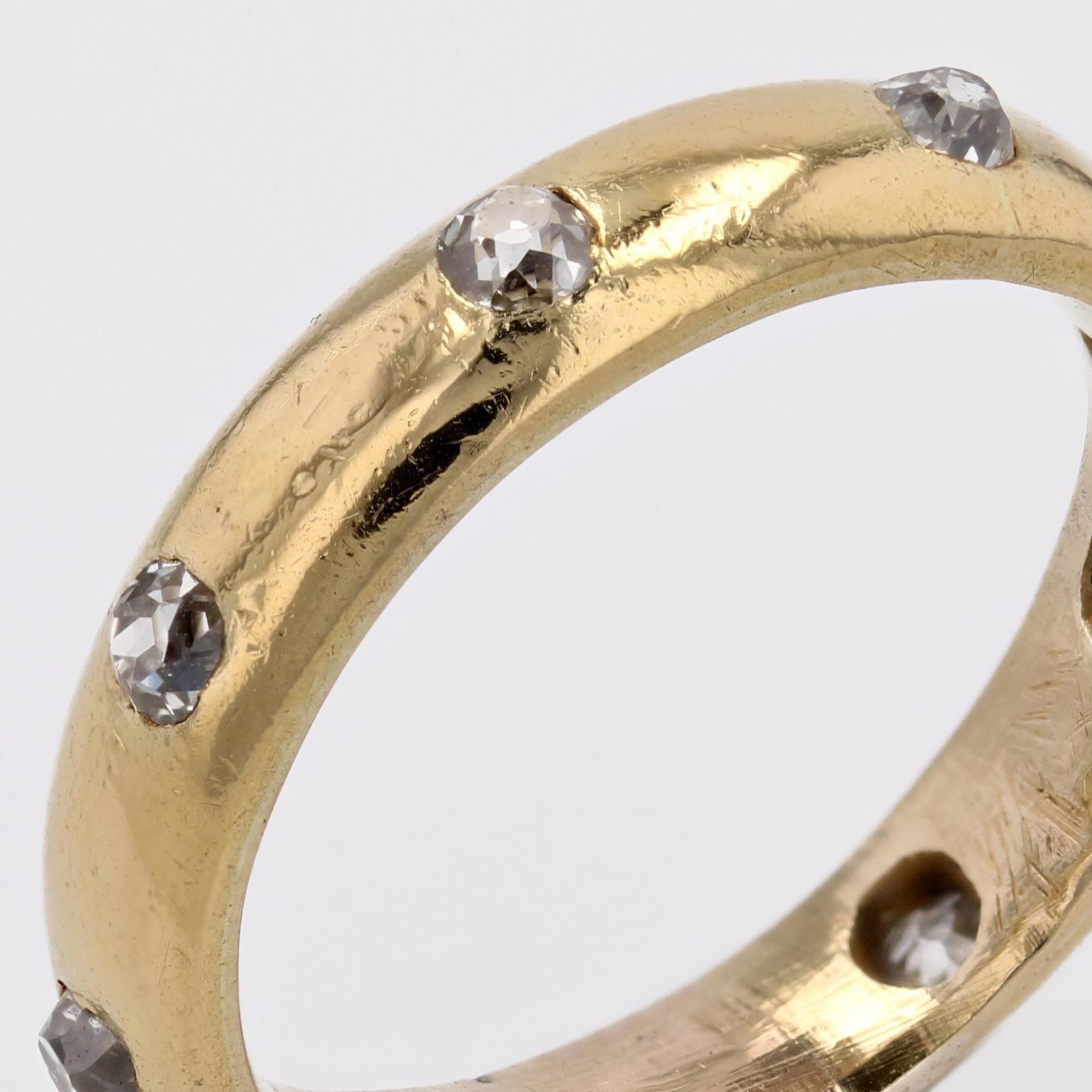 Women's 20th Century Diamonds 18 Karat Yellow Gold Wedding Ring For Sale