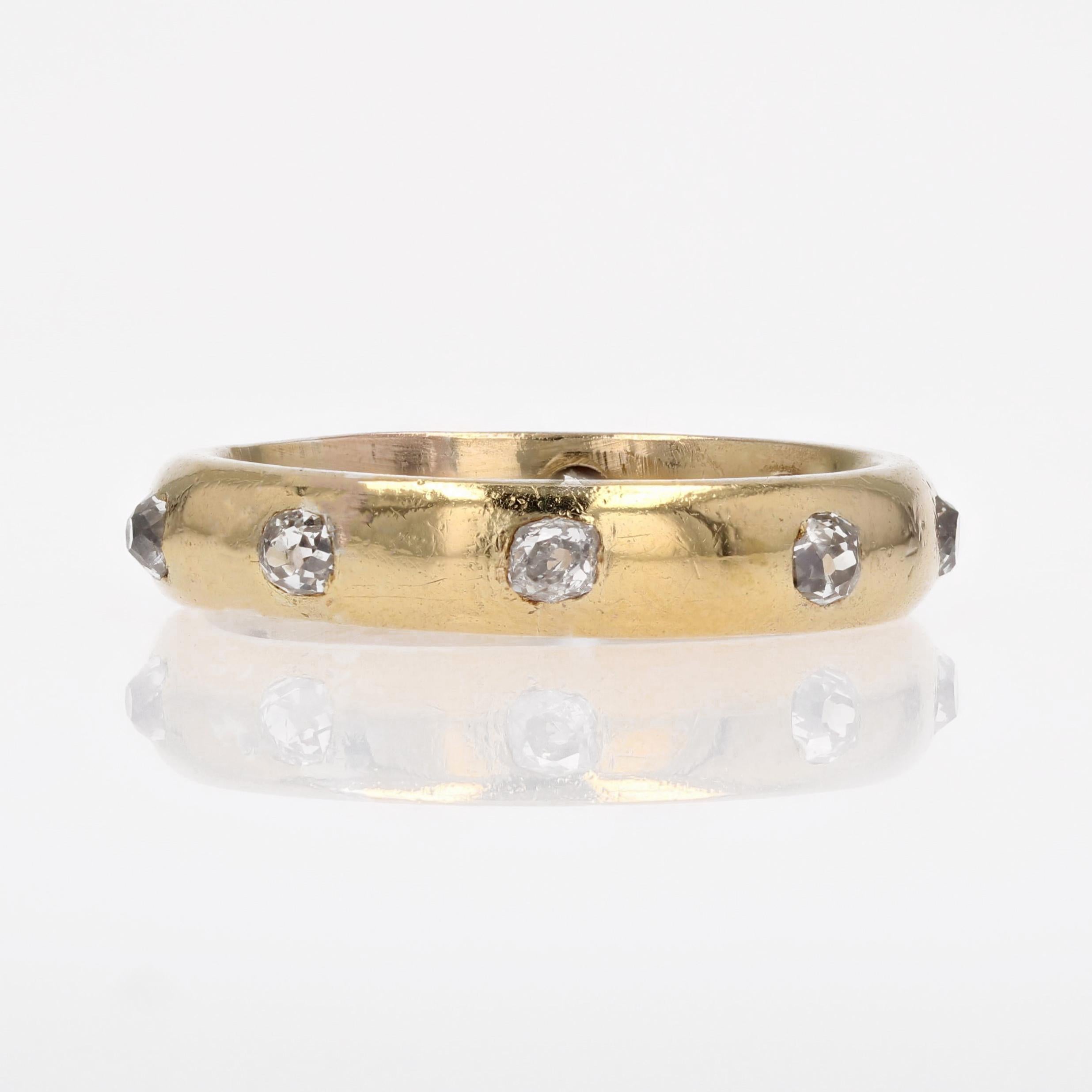 20th Century Diamonds 18 Karat Yellow Gold Wedding Ring For Sale 1