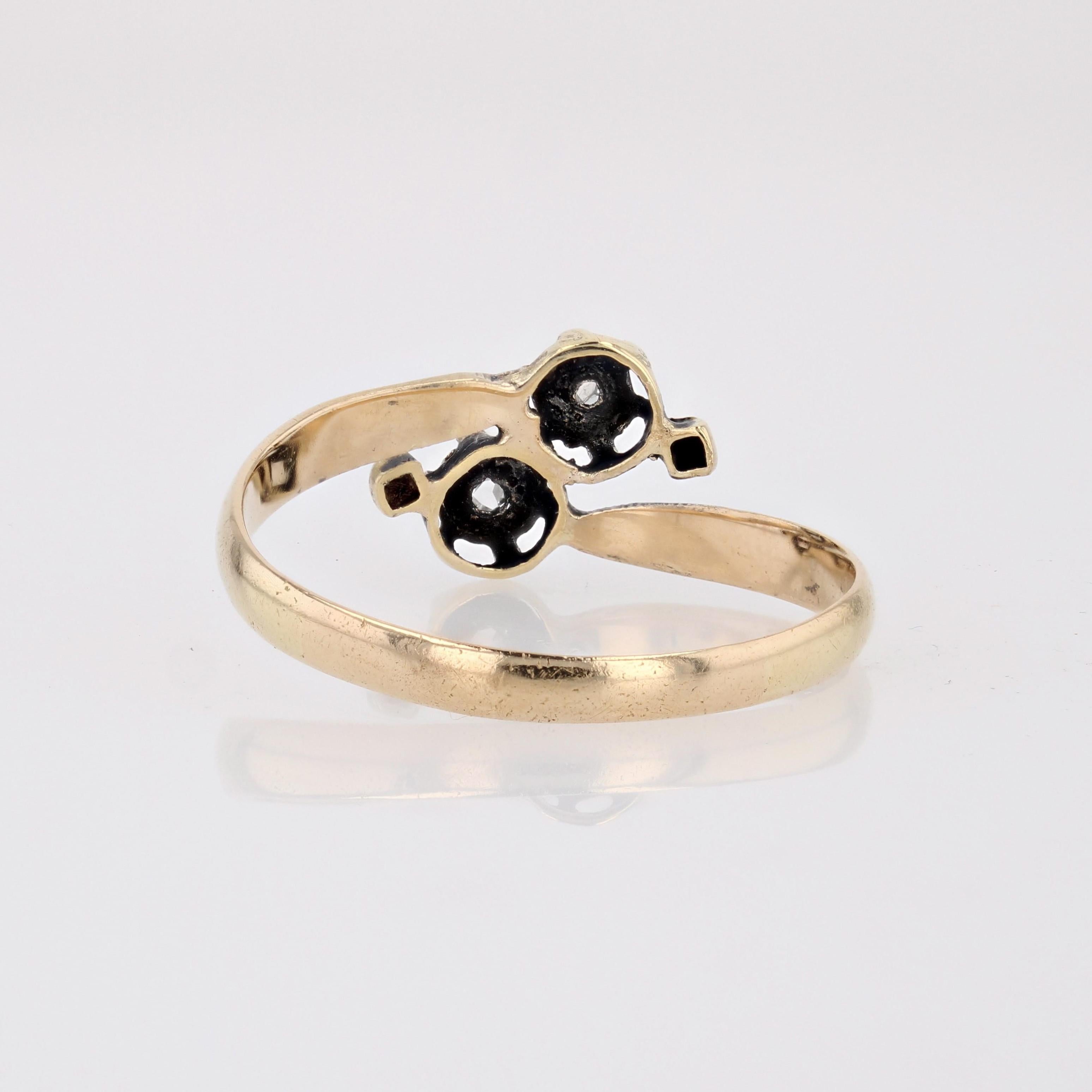 20th Century Diamonds 18 Karat Yellow Gold You and Me Ring For Sale 1