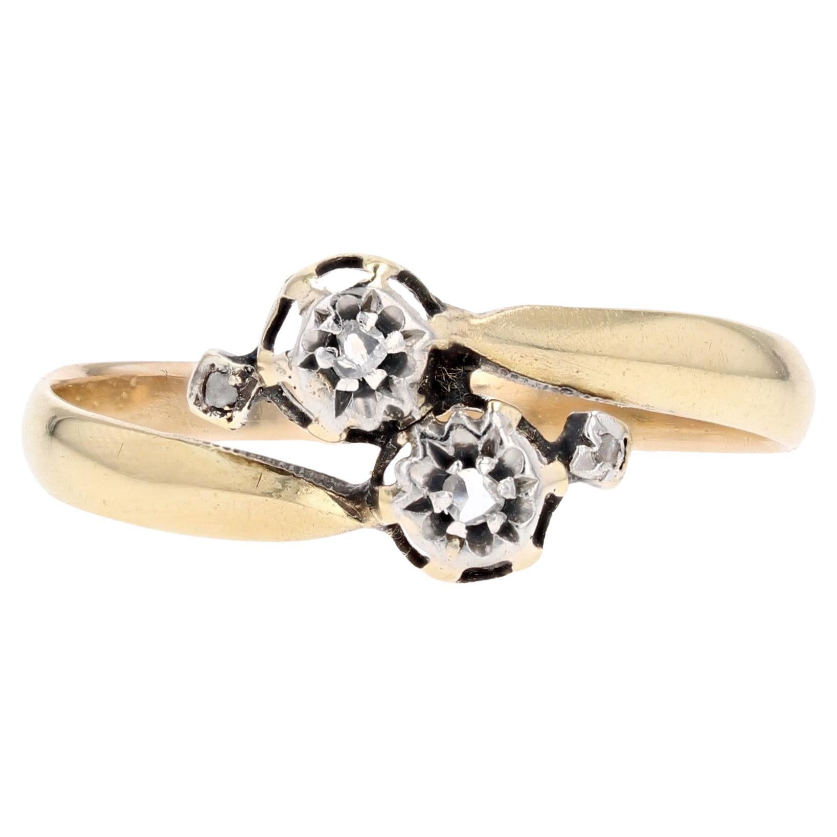 20th Century Diamonds 18 Karat Yellow Gold You and Me Ring
