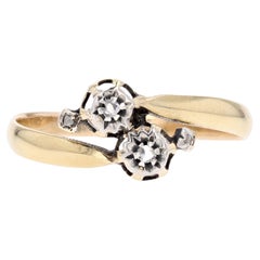 20th Century Diamonds 18 Karat Yellow Gold You and Me Ring