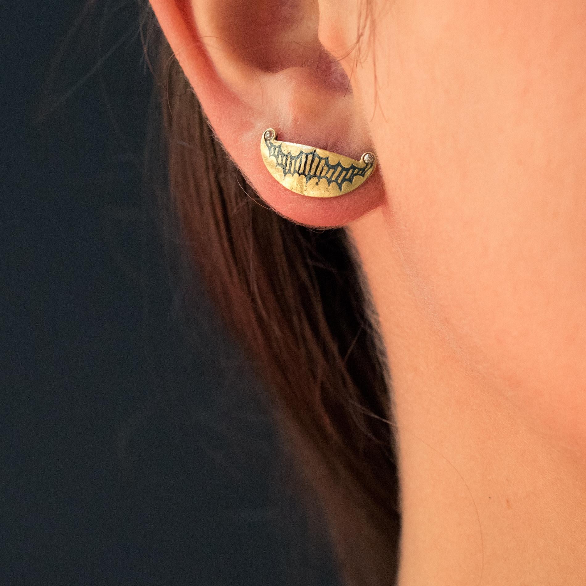 Women's 20th Century Diamonds Enamel Tiffany Stud Earrings