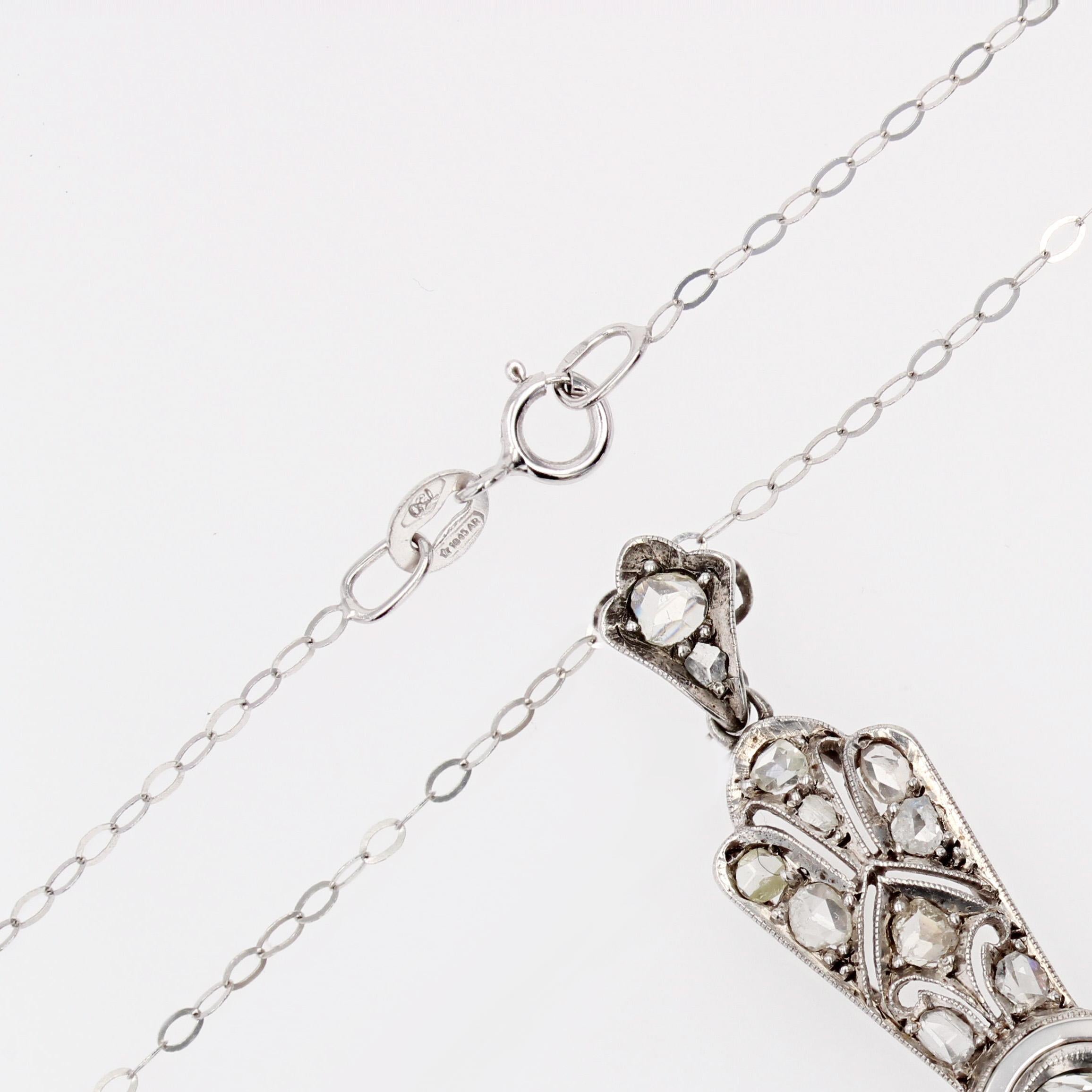 Women's 20th Century Diamonds Silver 18 Karats White Gold Chain Cross Pendant For Sale
