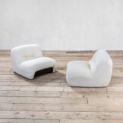 20. Jahrhundert, Diego Mattu Sesselpaar Model Malù für 1P in weißem Stoff