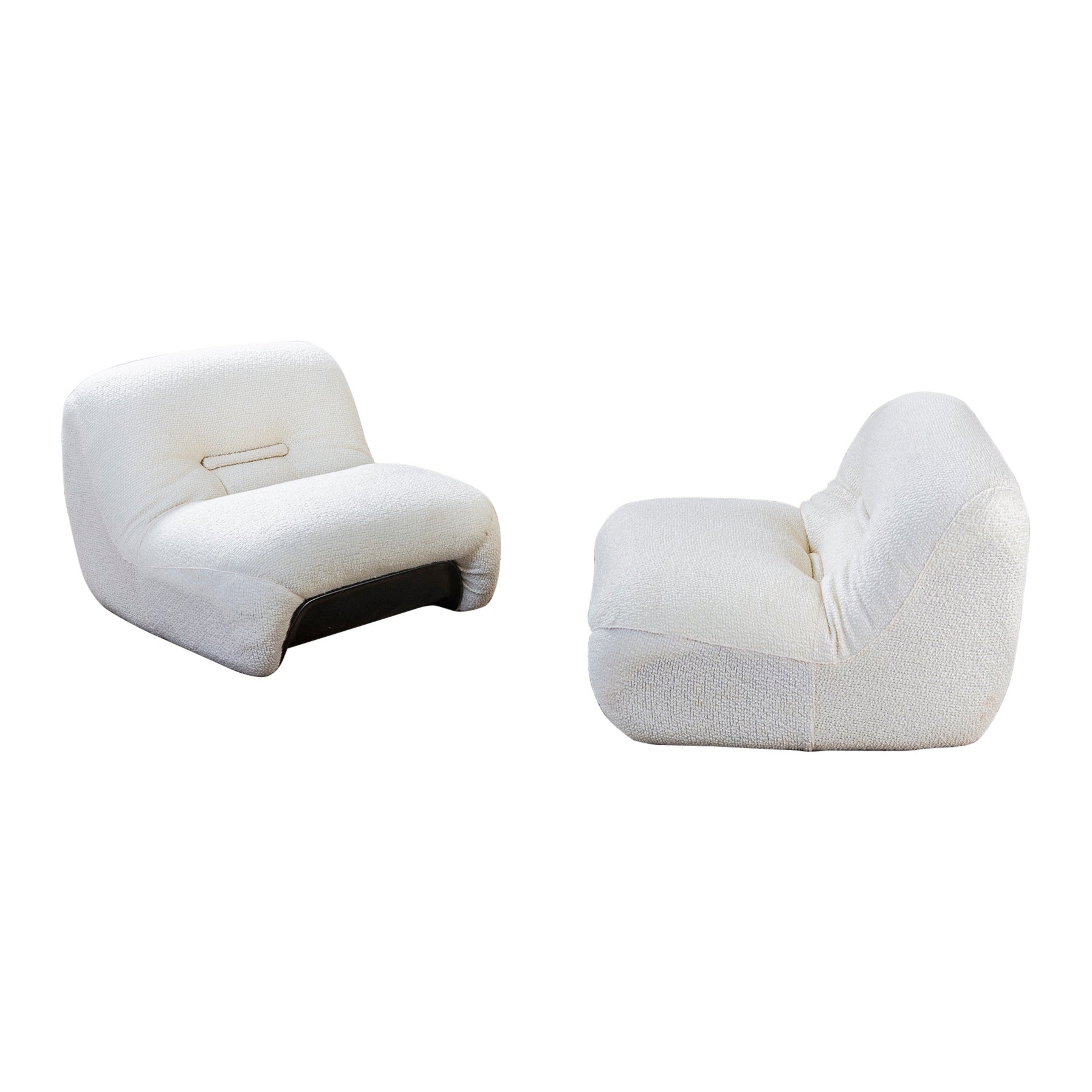 20th Century, Diego Mattu Pair of Armchairs Model Malù for 1p in White Fabric For Sale