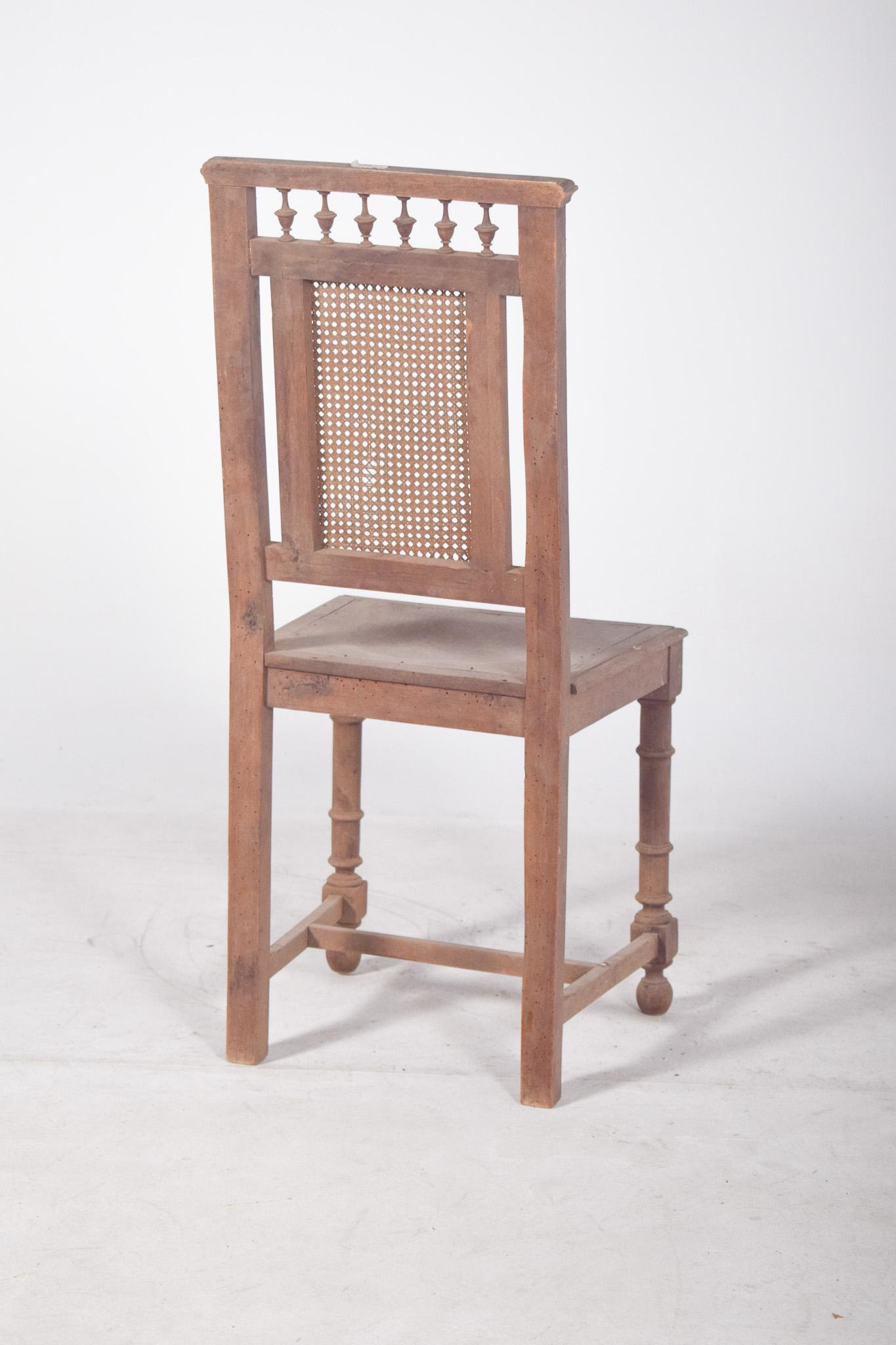 Wood 20th Century Dining Chair with Straw Back For Sale