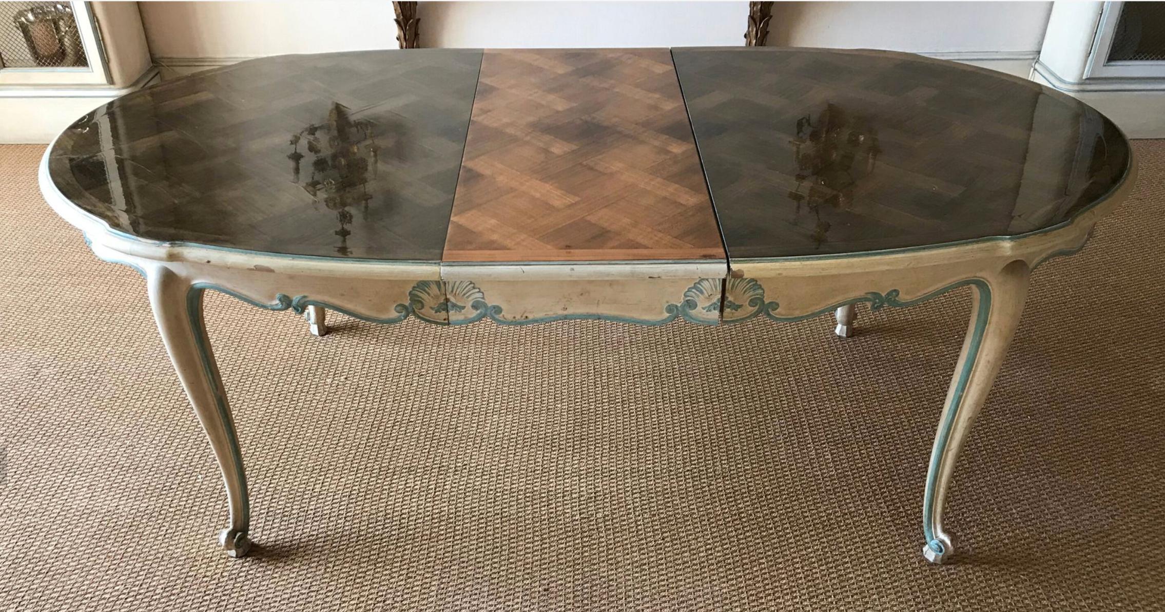 French 20th Century Dining Table in Lacquered Wood by Maison Jansen Louis XV Style For Sale