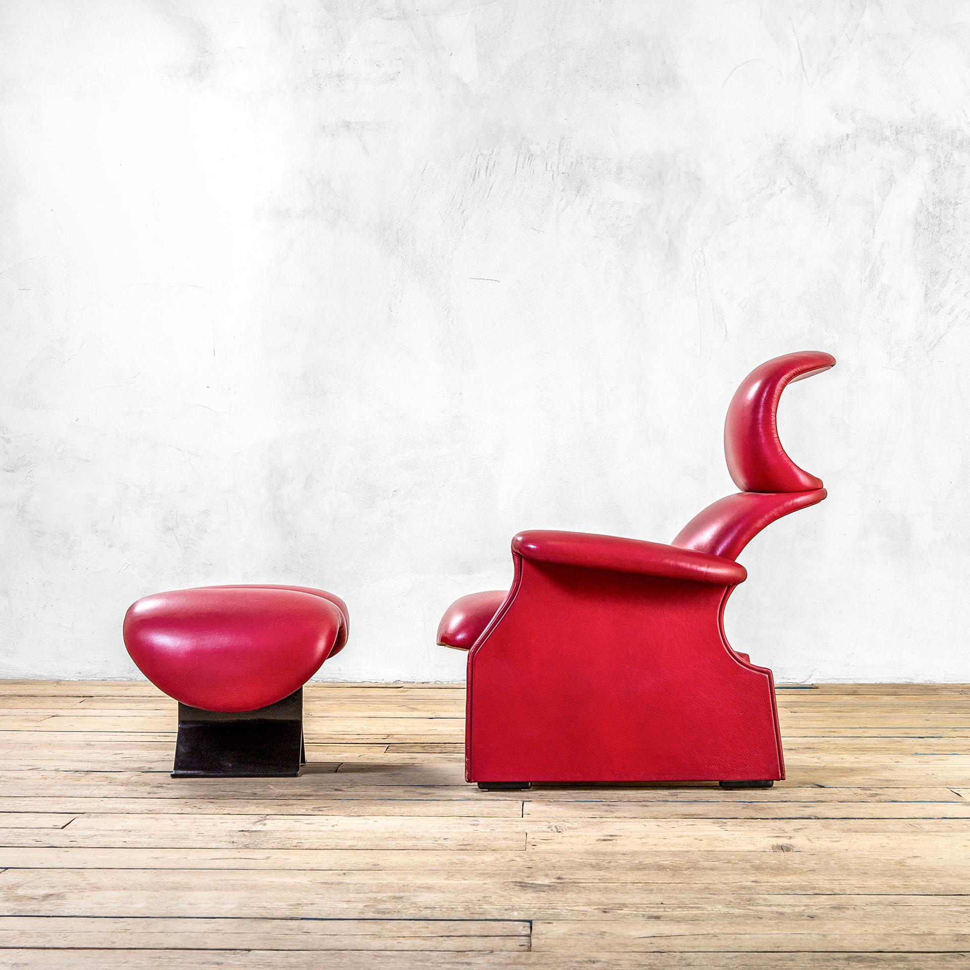 Mid-Century Modern Fauteuil Dino Gavina du 20ème siècle avec Pouf mod. Viscontea en vente