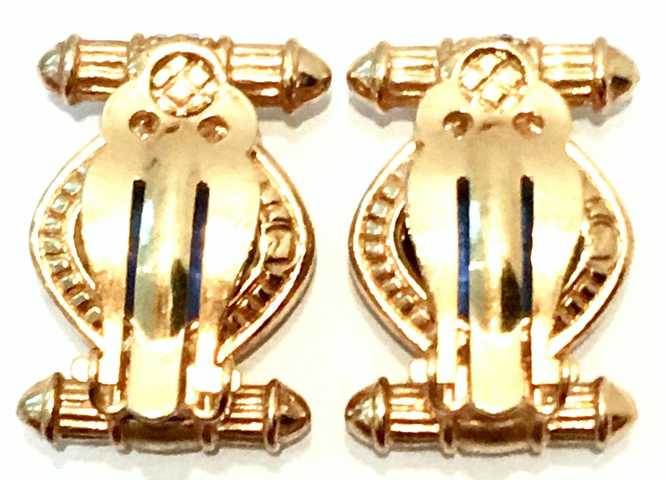 20th Century Dior Style Gold Plate & Austrian Crystal Pair Of Earrings For Sale 2