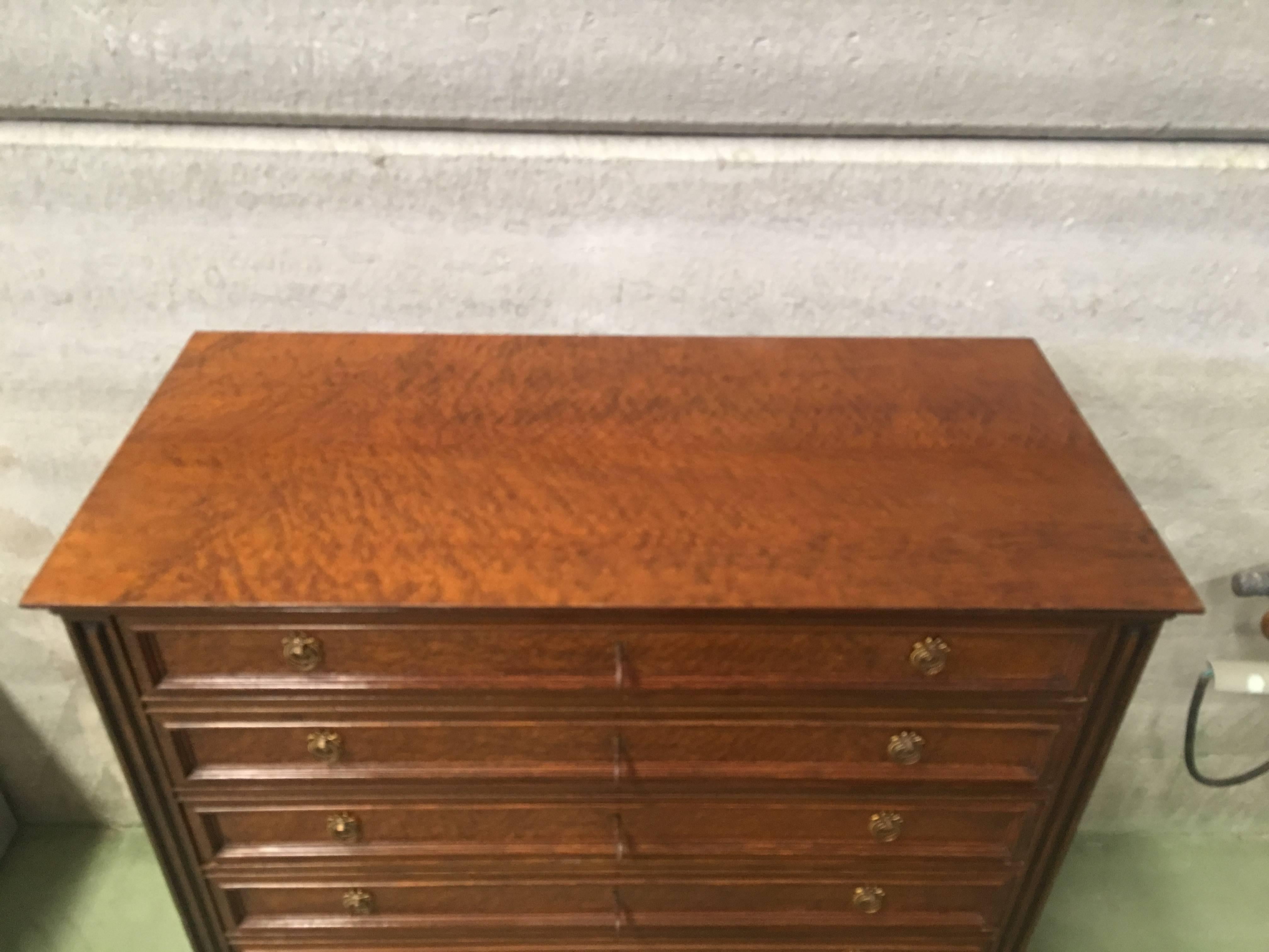 20th Century Directoire-Style Chest of Seven Drawers with Bronze Pulls, France In Good Condition For Sale In Miami, FL