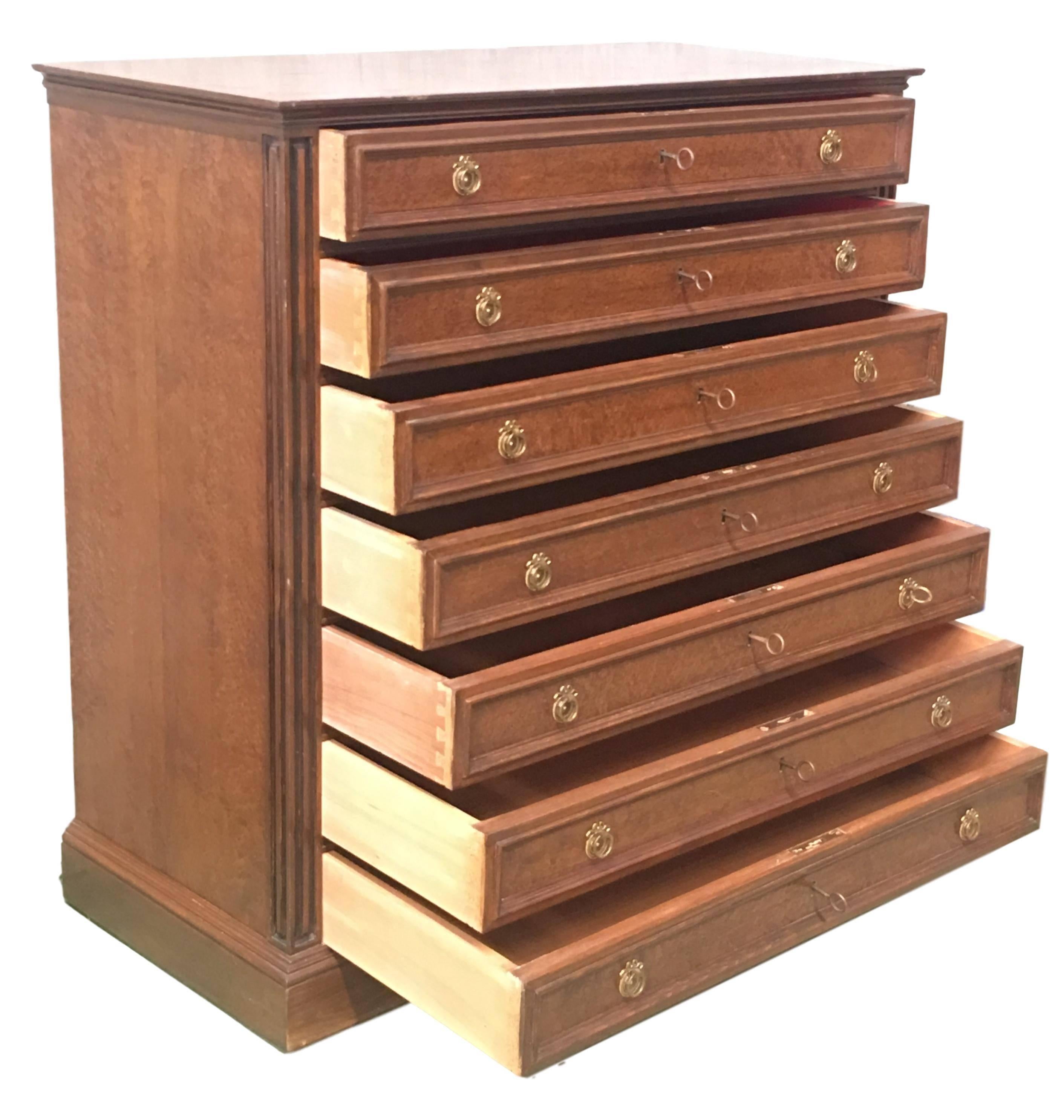20th Century Directoire-Style Chest of Seven Drawers with Bronze Pulls, France For Sale 1