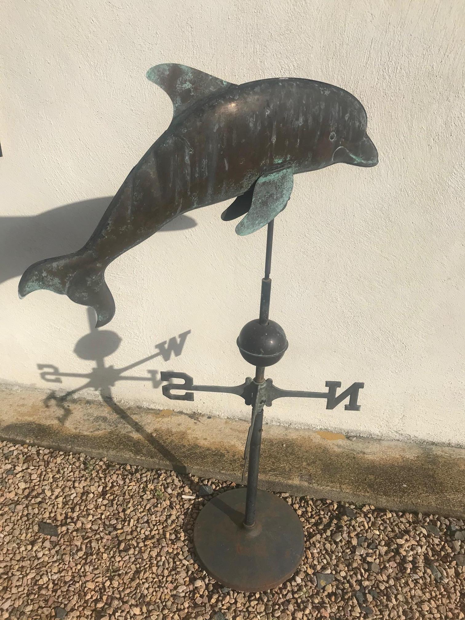 20th Century, Dolphin Zinc Weathervane, 1940s In Good Condition In LEGNY, FR