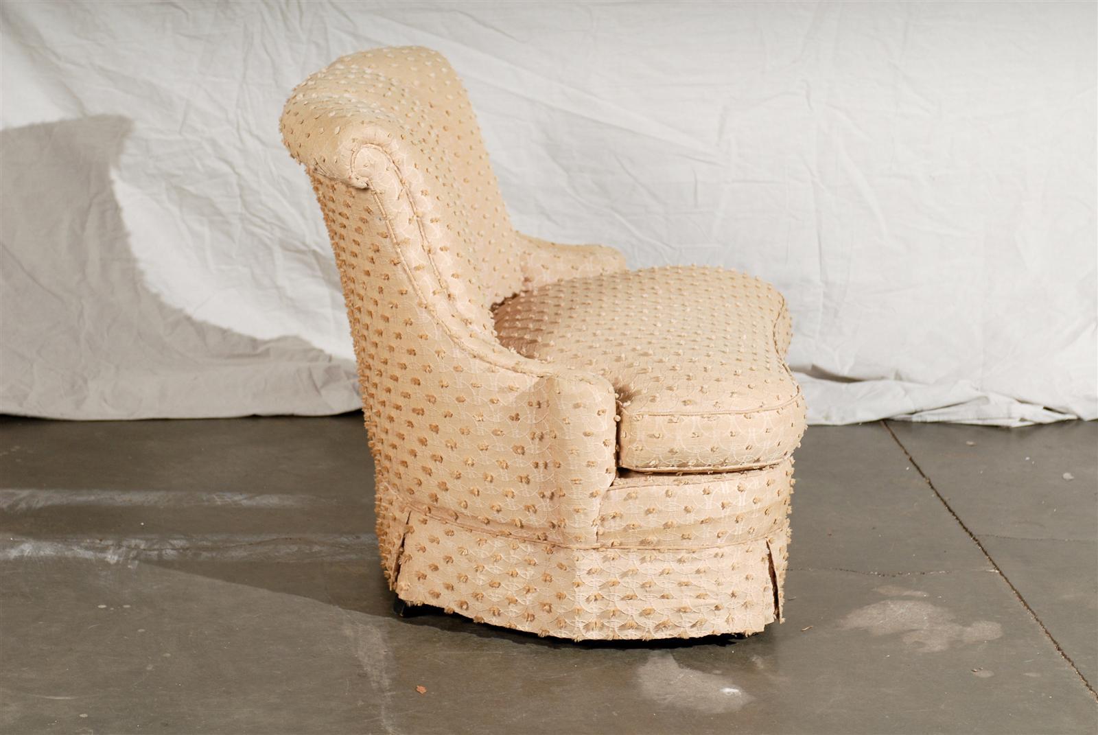 20th Century Dorothy Draper Style Oversized Slipper Chair 1