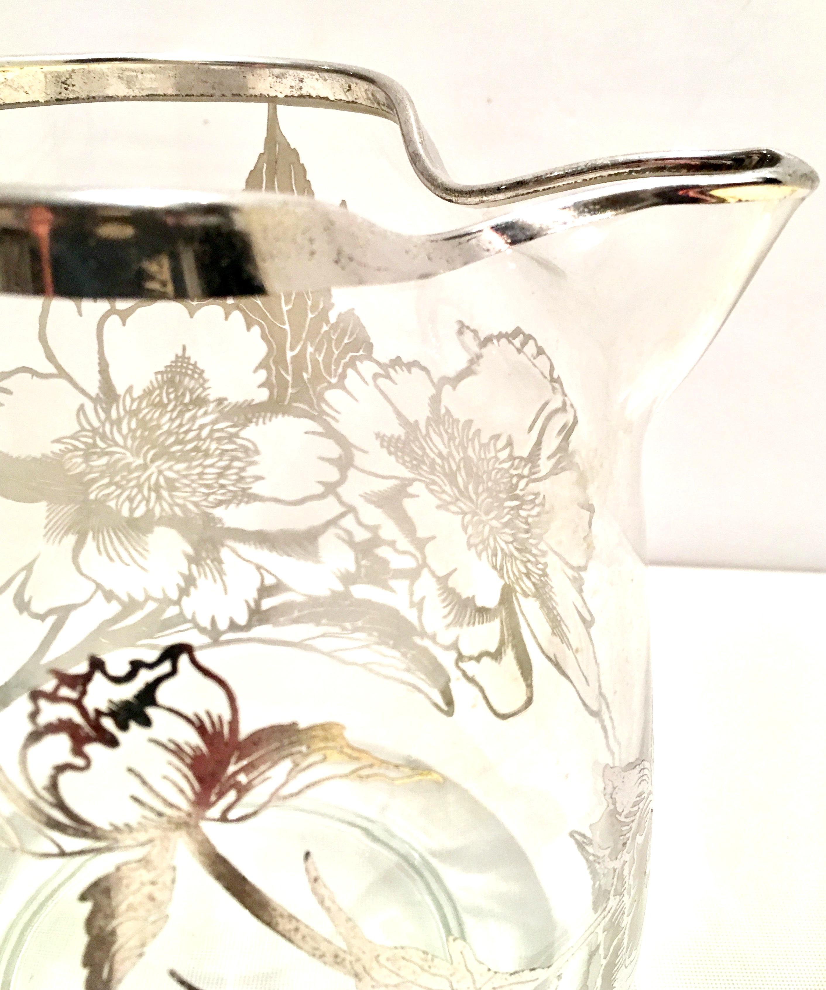 20th Century Dorothy Thorpe Sterling Silver Overlay Floral Pitcher In Good Condition For Sale In West Palm Beach, FL