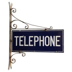 Vintage 20th Century Double Sided Enamelled "Telephone" Sign, c.1930