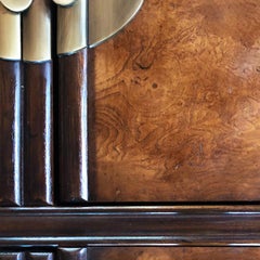 Mid Century Drexel Chippendale Chinoiserie Tai Ming Hutch Burl Wood Cabinet