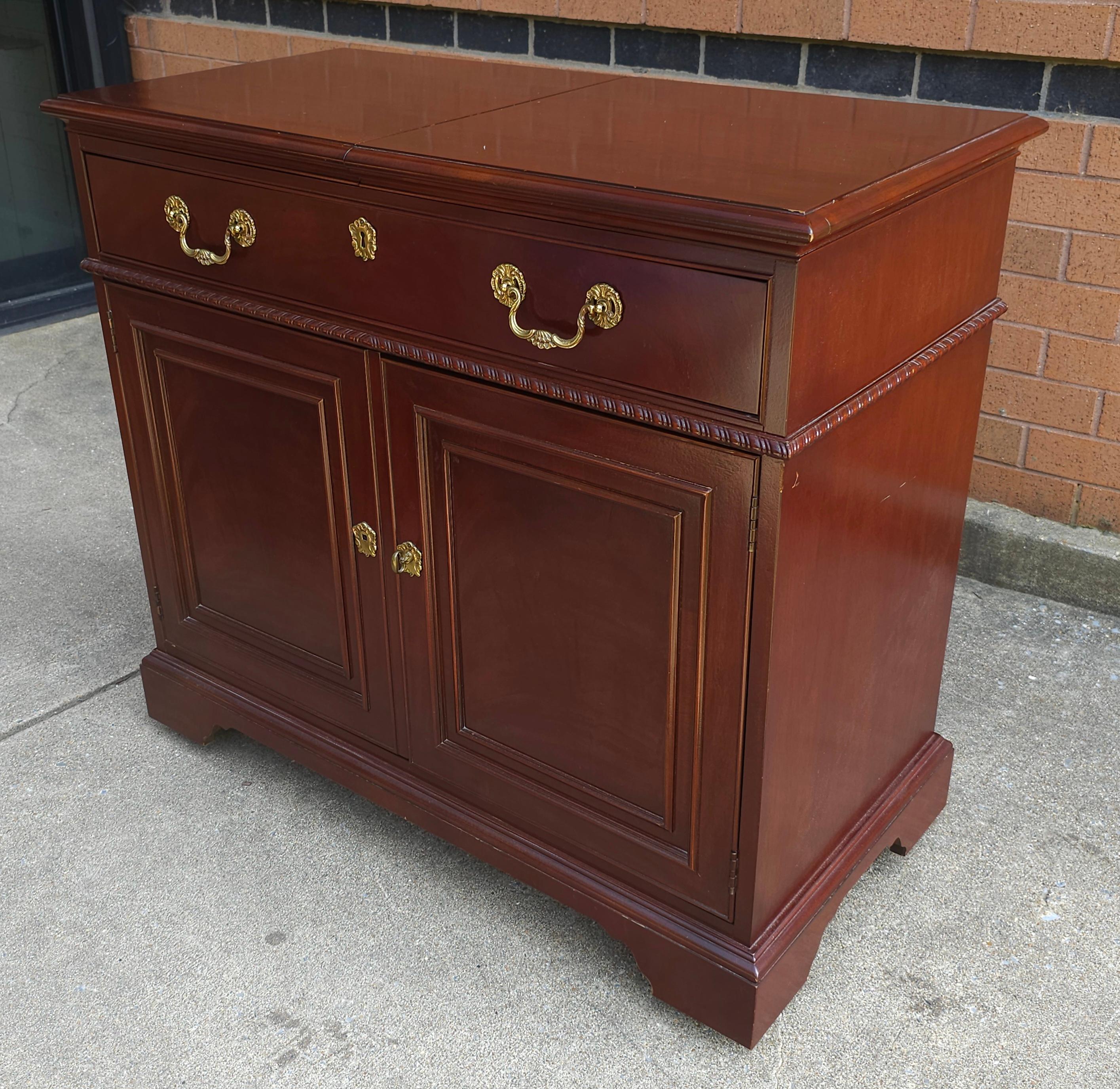 Other 20th Century Drexel Mahogany Slide Top Rolling Dry Bar Buffet Server For Sale