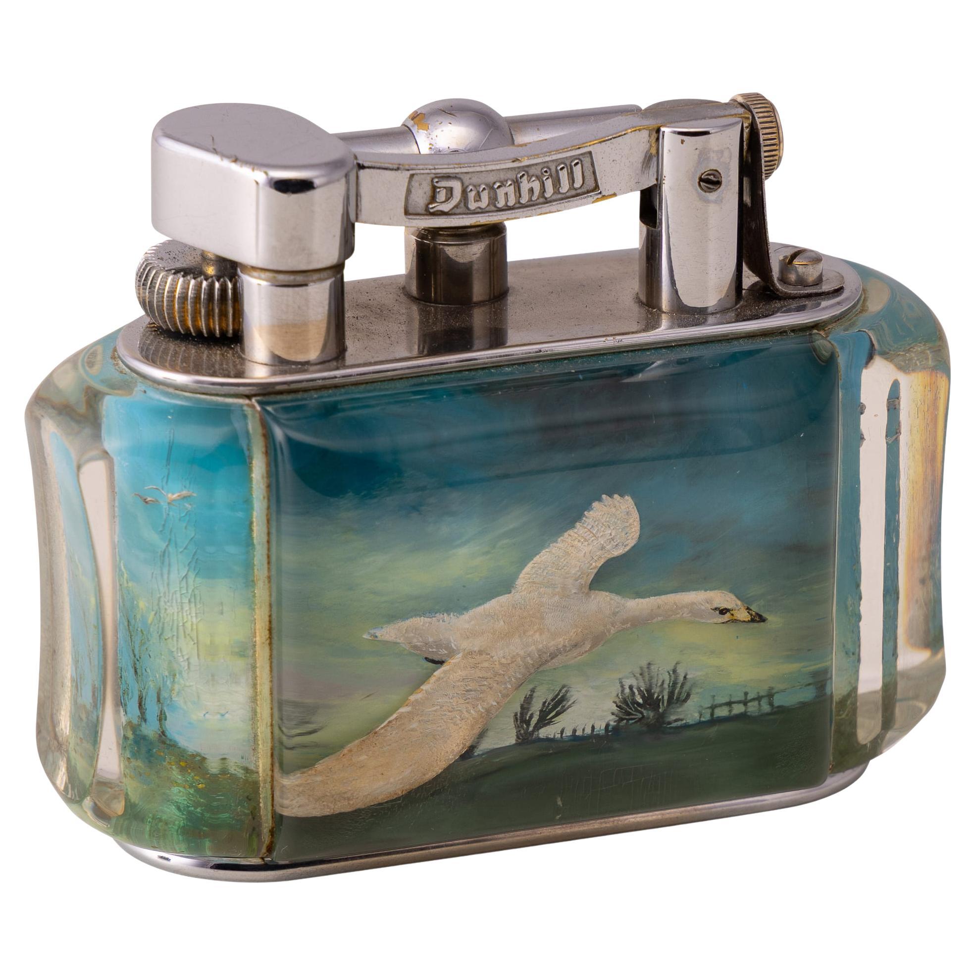 20th Century Dunhill 'Aquarium' 'Birds In Flight' Table Lighter c.1950