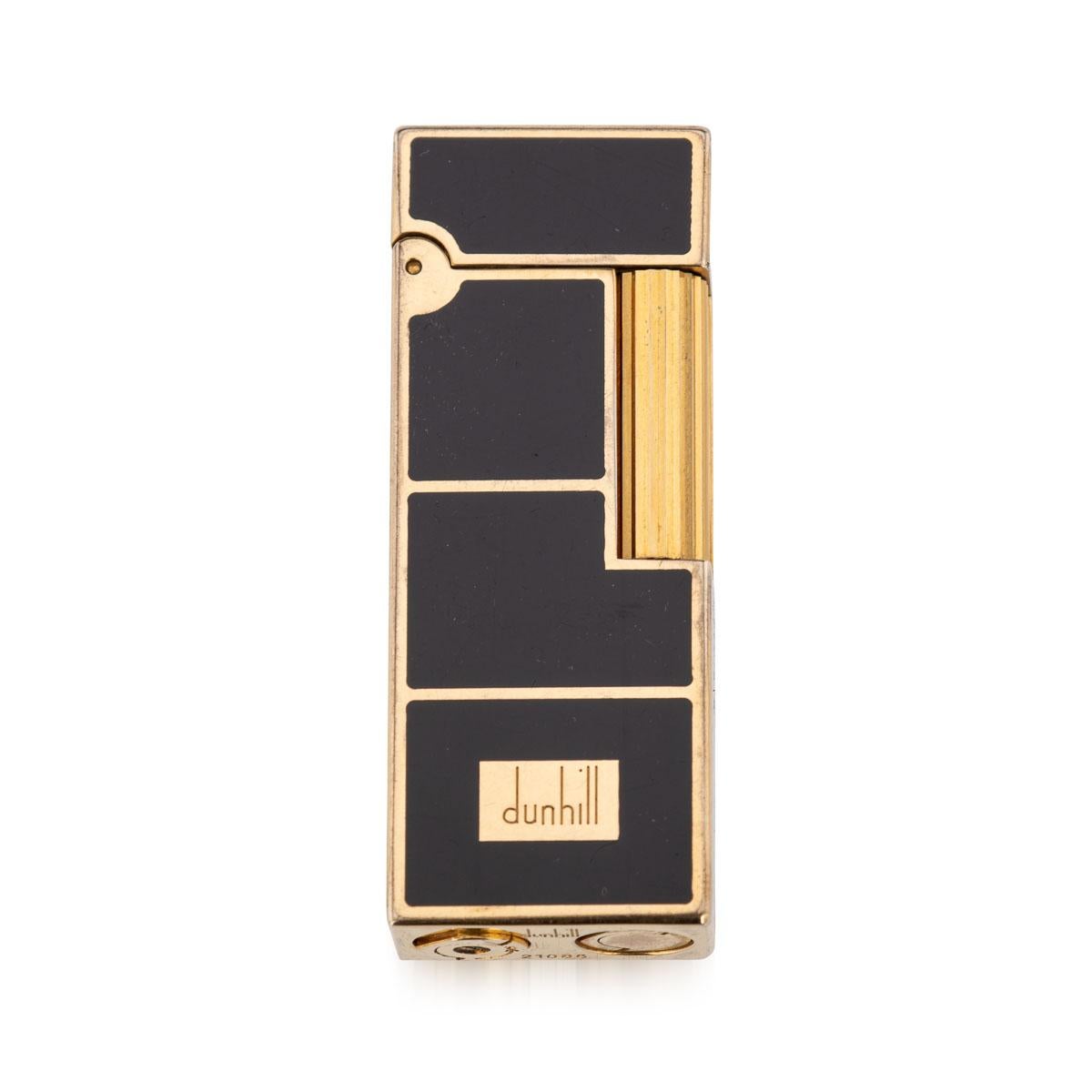 British 20th Century Dunhill Brass And Black Enamel Lighter