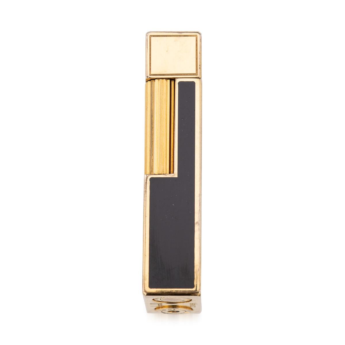 20th Century Dunhill Brass And Black Enamel Lighter In Good Condition In Royal Tunbridge Wells, Kent
