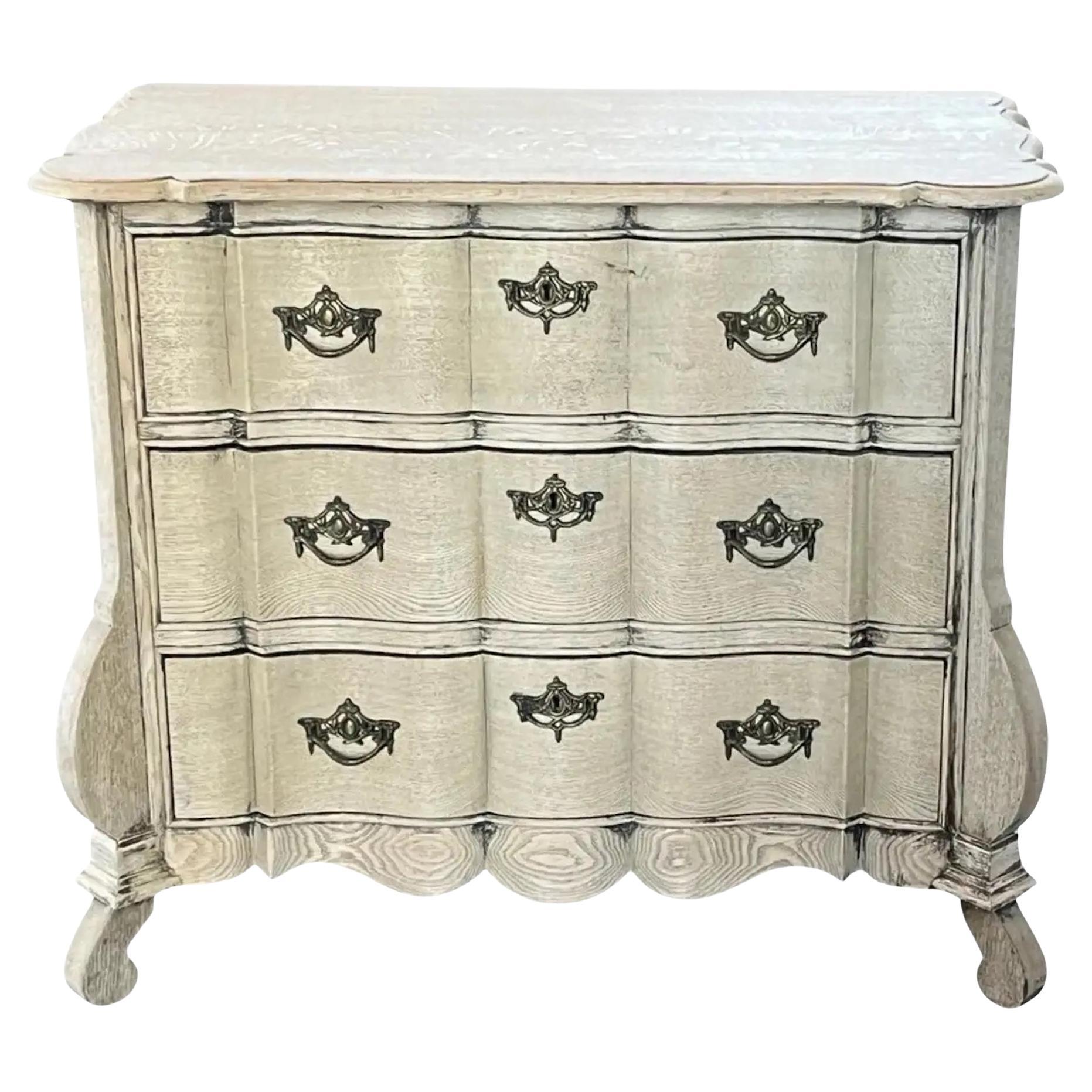 Cassettiera olandese in Oak sbiancato del XX secolo