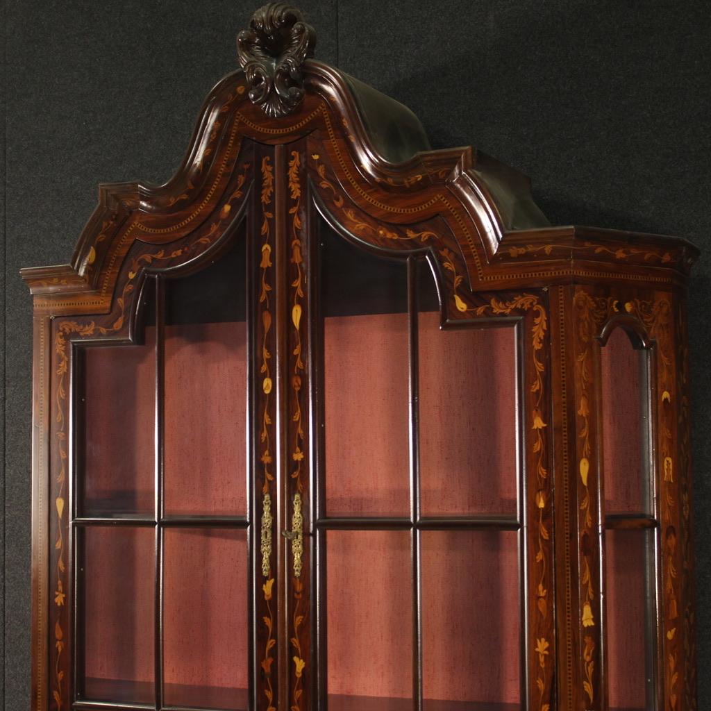 vitrina holandesa del siglo XX con incrustaciones de madera, 1970 en Bueno estado para la venta en Vicoforte, Piedmont