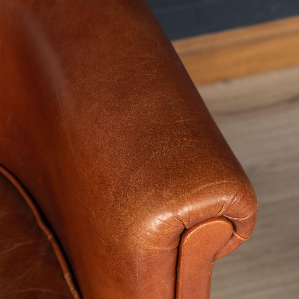 20th Century, Dutch Leather Tub Chair 10