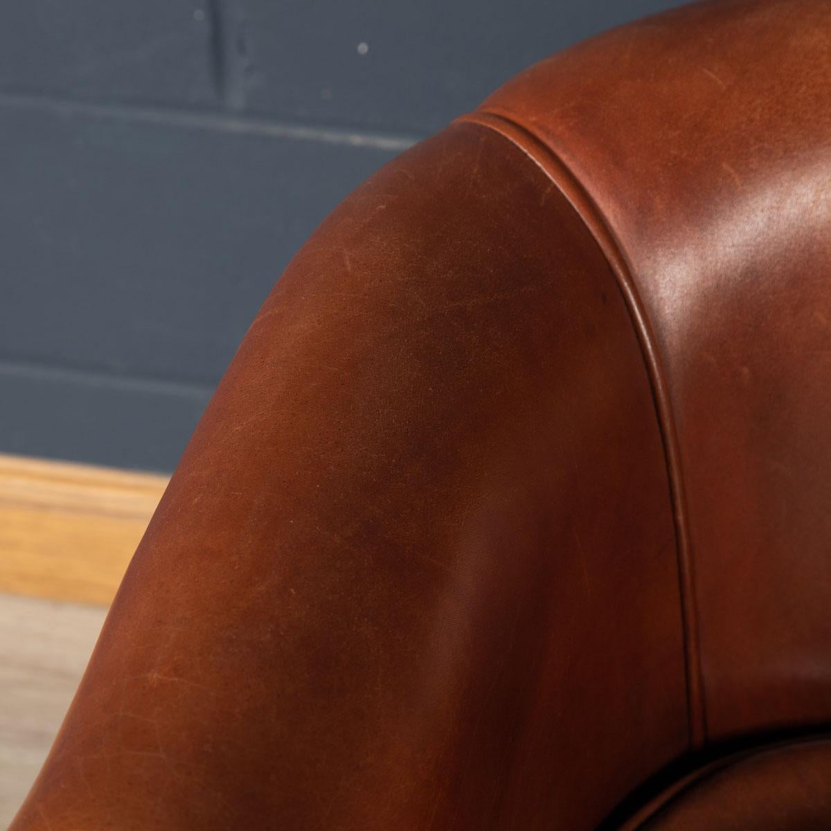 20th Century, Dutch Leather Tub Chair 12