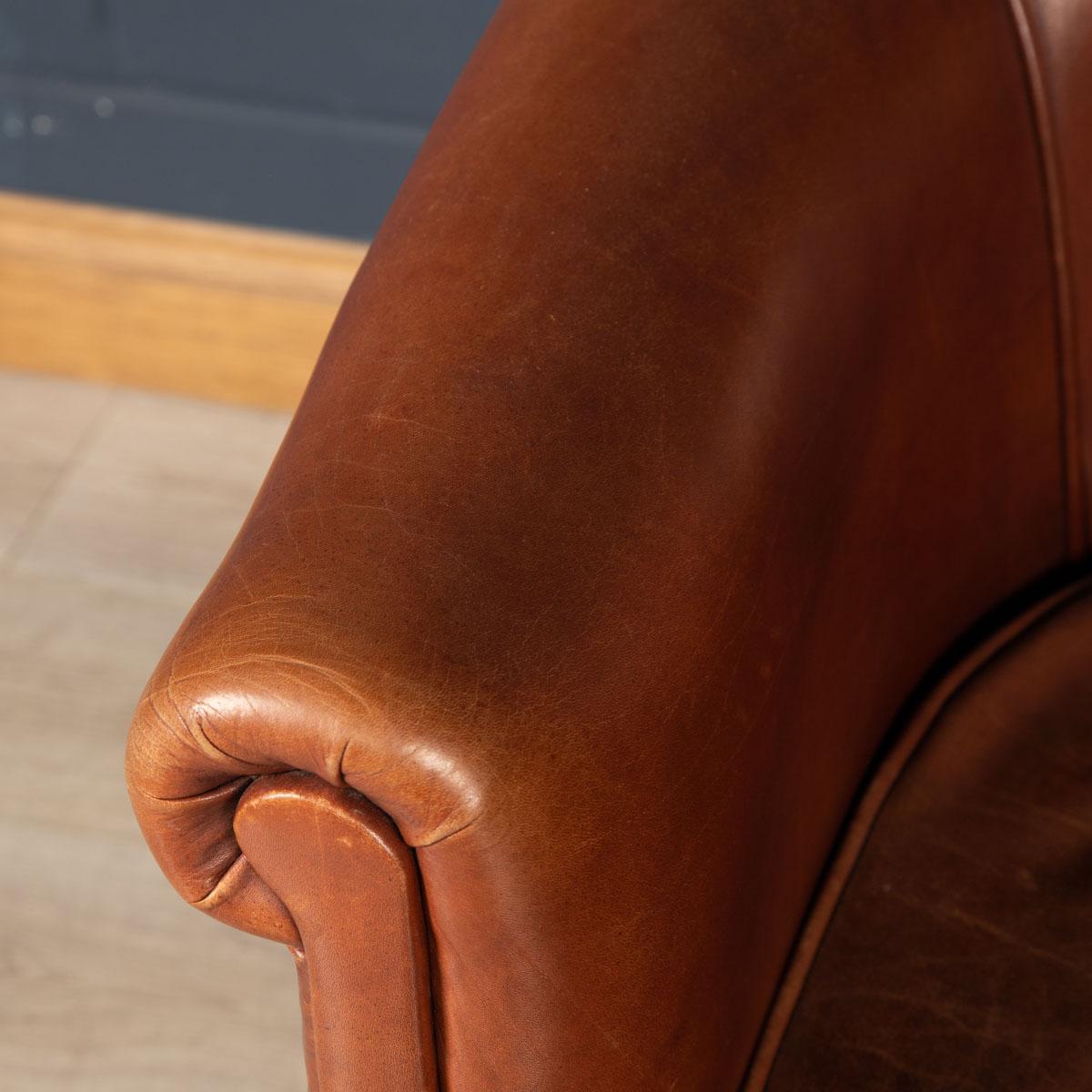 20th Century, Dutch Leather Tub Chair 13