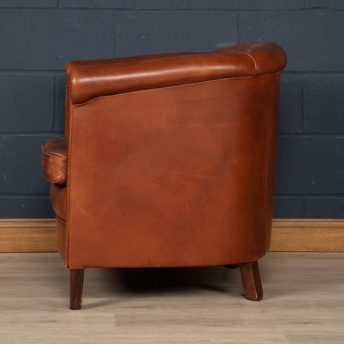 brown leather bucket chair