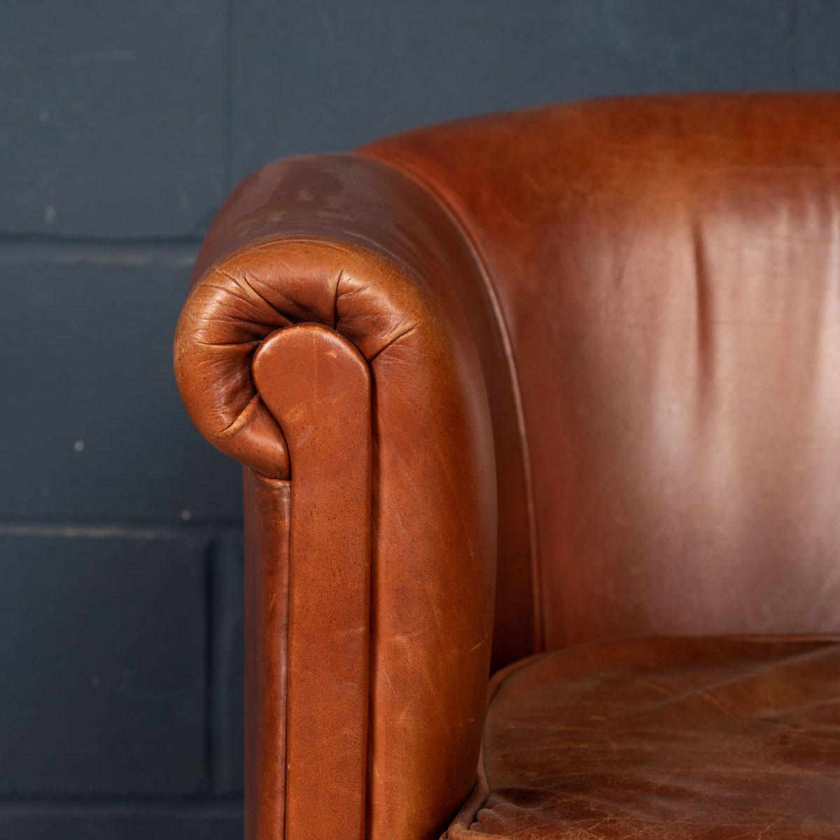 20th Century, Dutch Leather Tub Chair 1