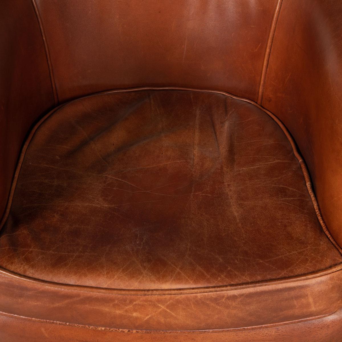 20th Century, Dutch Leather Tub Chair 4