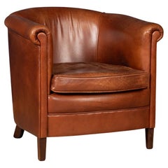 20th Century, Dutch Leather Tub Chair