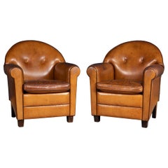 20th Century Dutch Pair of Sheepskin Leather Club Chairs, circa 1980 20th Century Dutch Pair of Sheepskin Leather Club Chairs, circa 1980