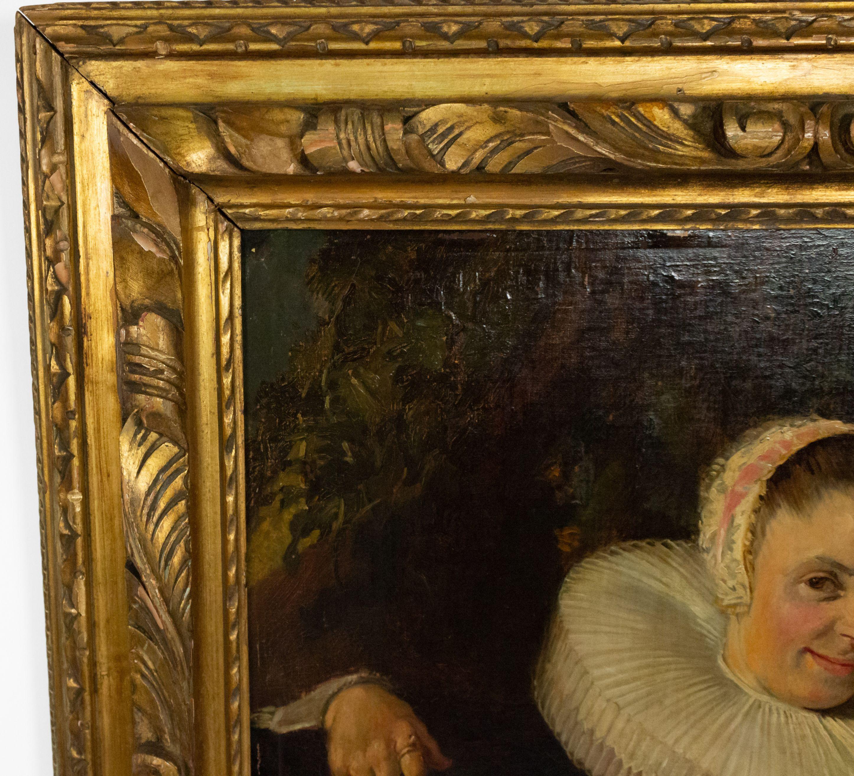 Oiled 20th Century Dutch Portrait Framed of a Woman in a Bonnet and Ruff For Sale