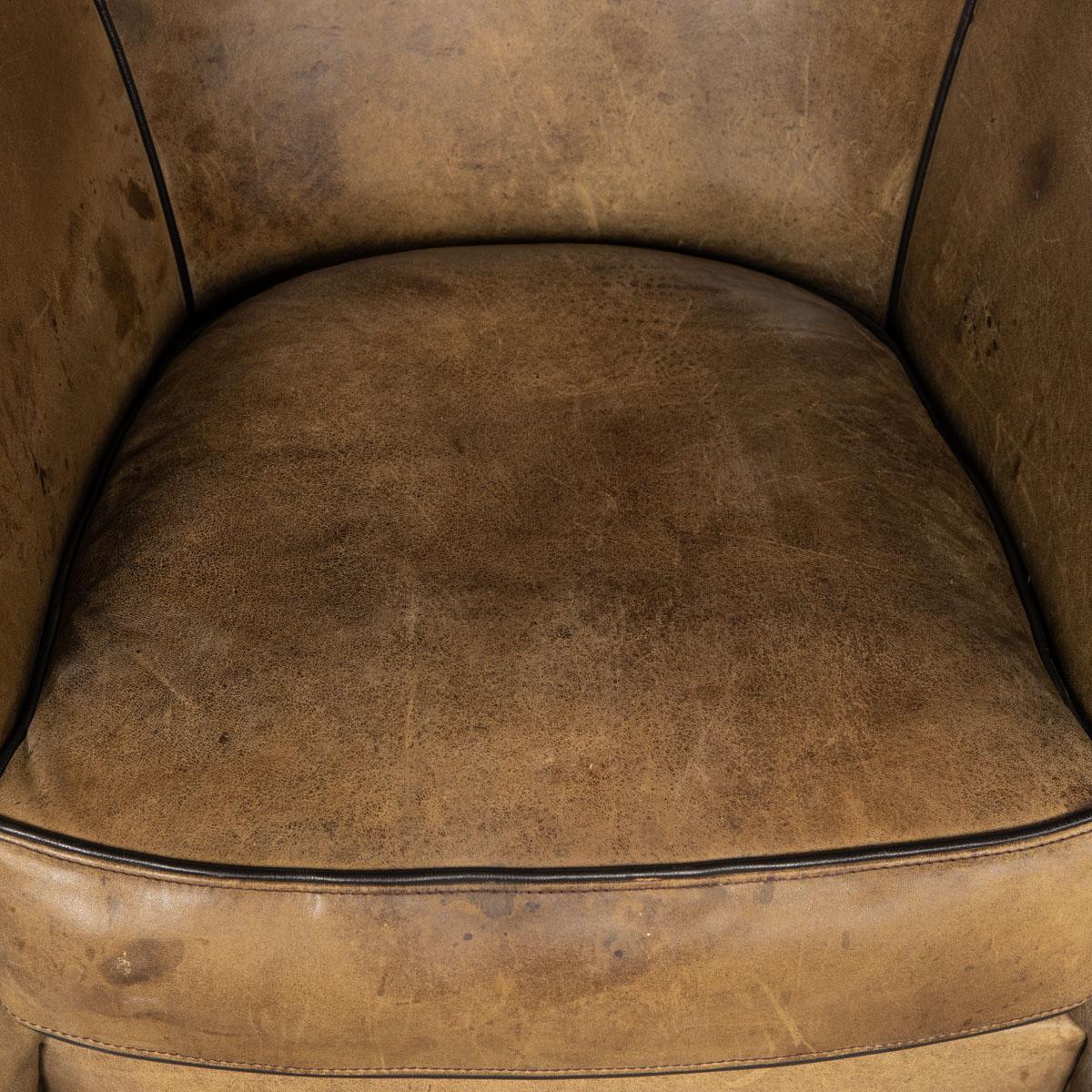 20th Century Dutch Sheepskin Leather Club Chairs 7