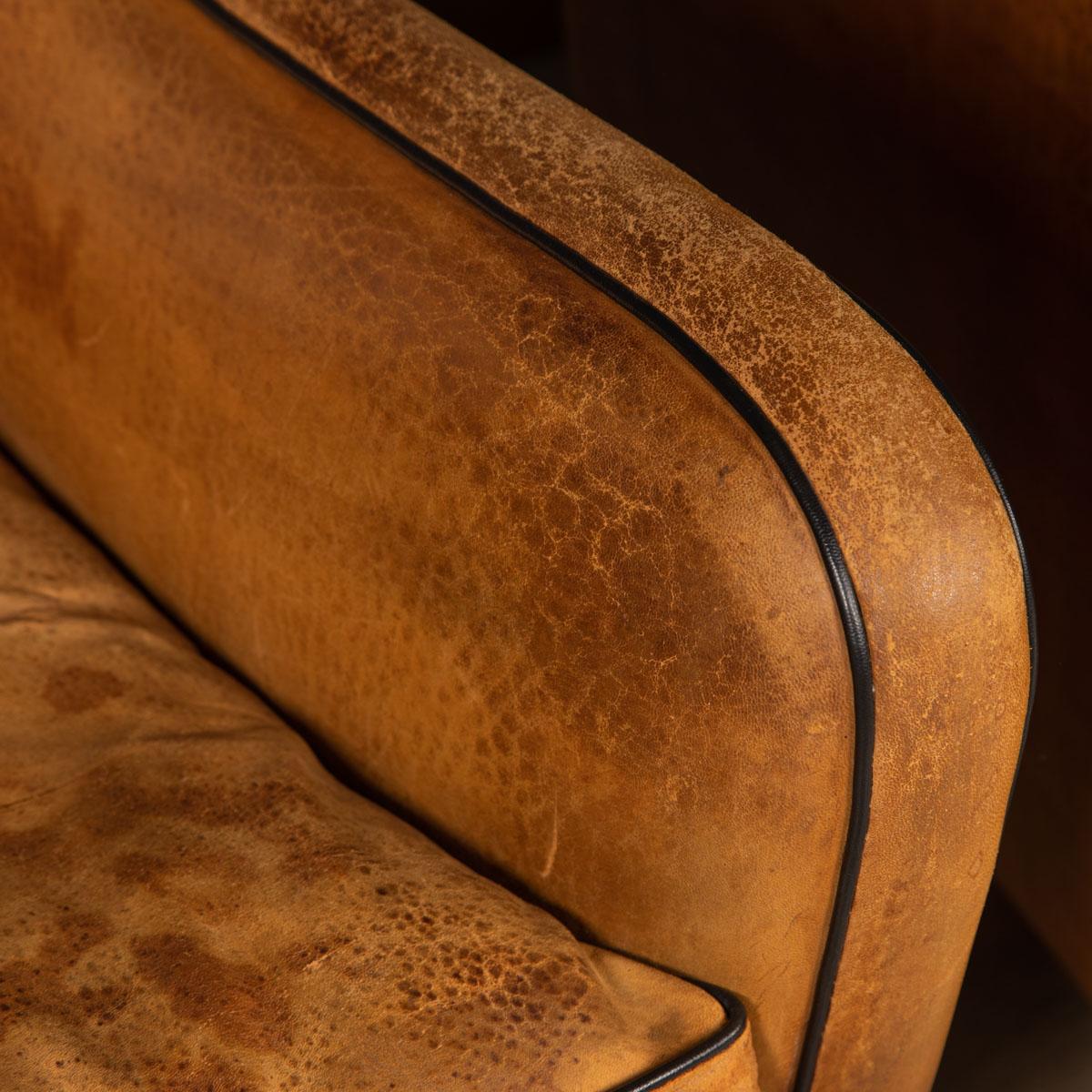 20th Century Dutch Sheepskin Leather Club Chairs 9