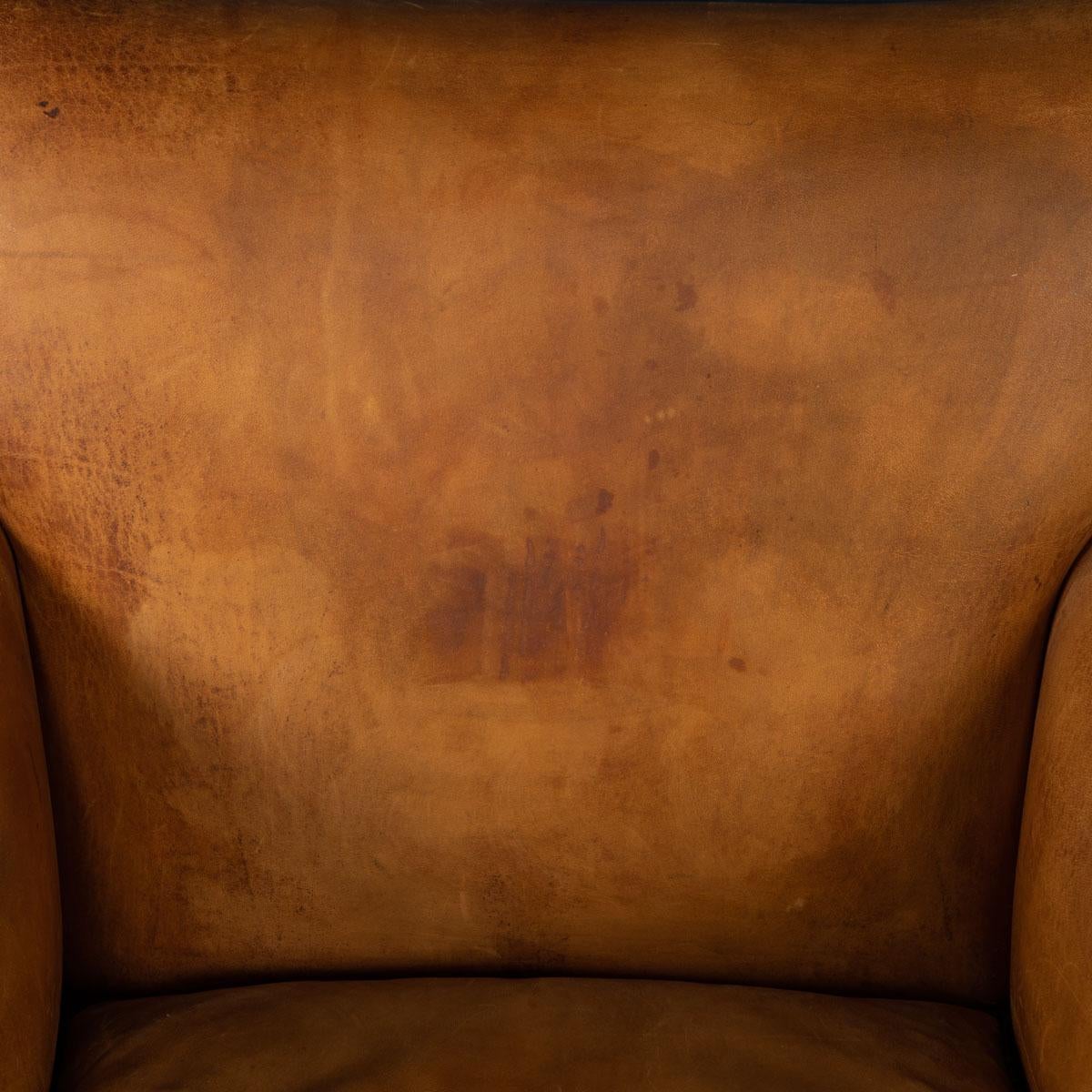 20th Century Dutch Sheepskin Leather Club Chairs 10