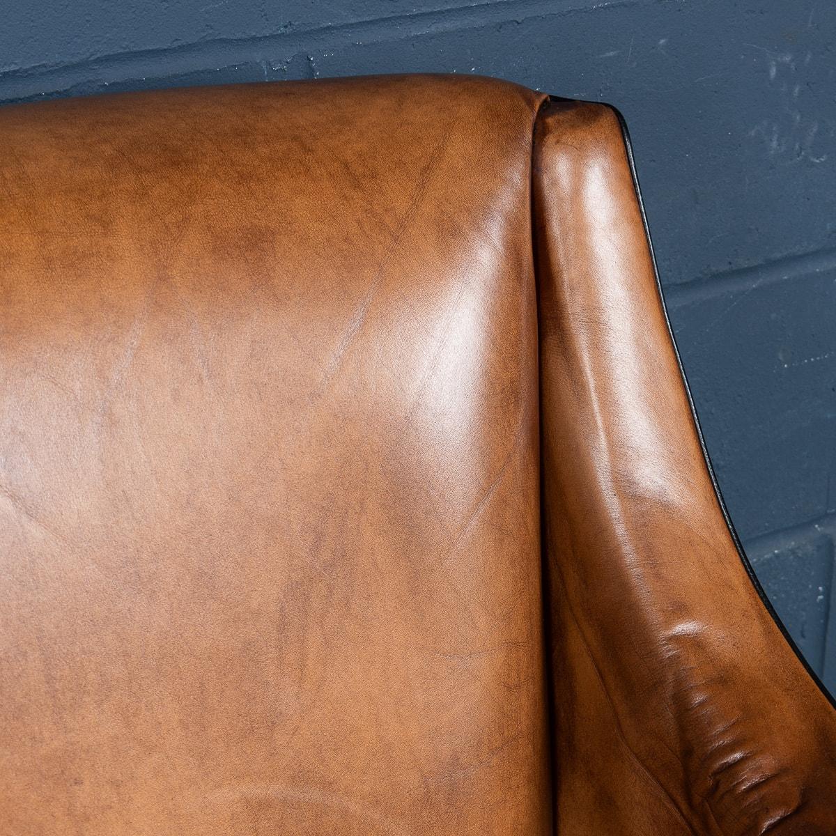 20th Century Dutch Sheepskin Leather Club Chairs 10